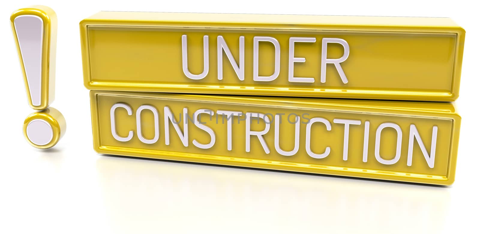 Under Construction - 3d banner, isolated on white background