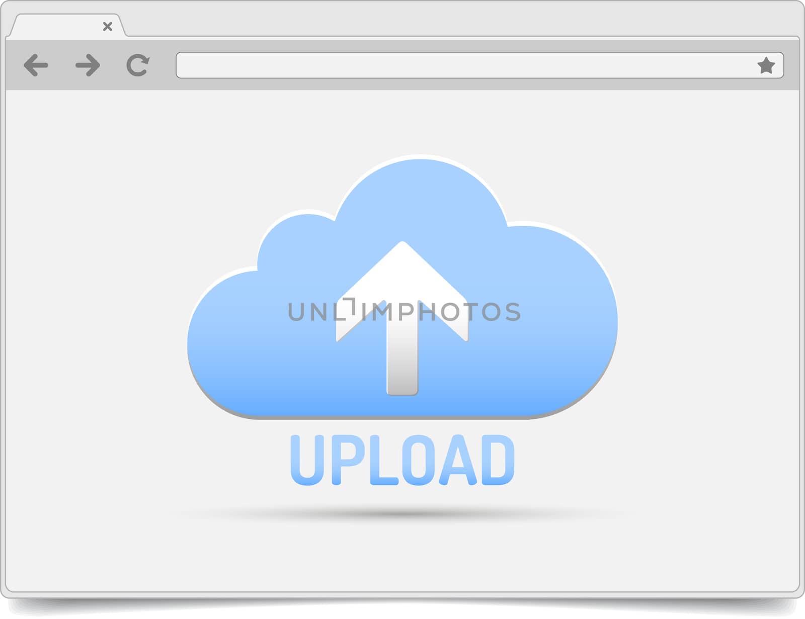 Simple opened browser window on white background with upload clo by akaprinay