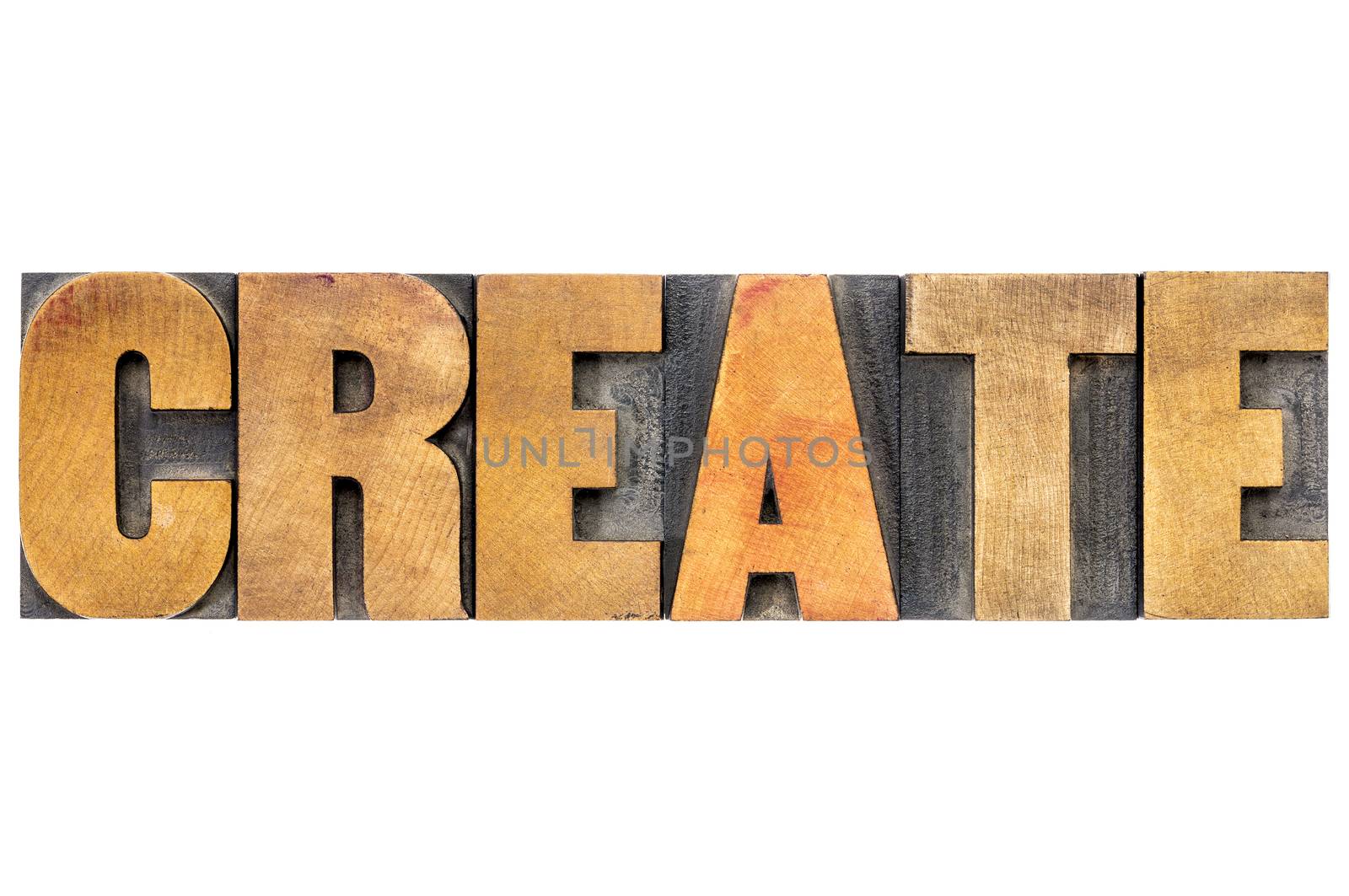 create word typography in wood type by PixelsAway