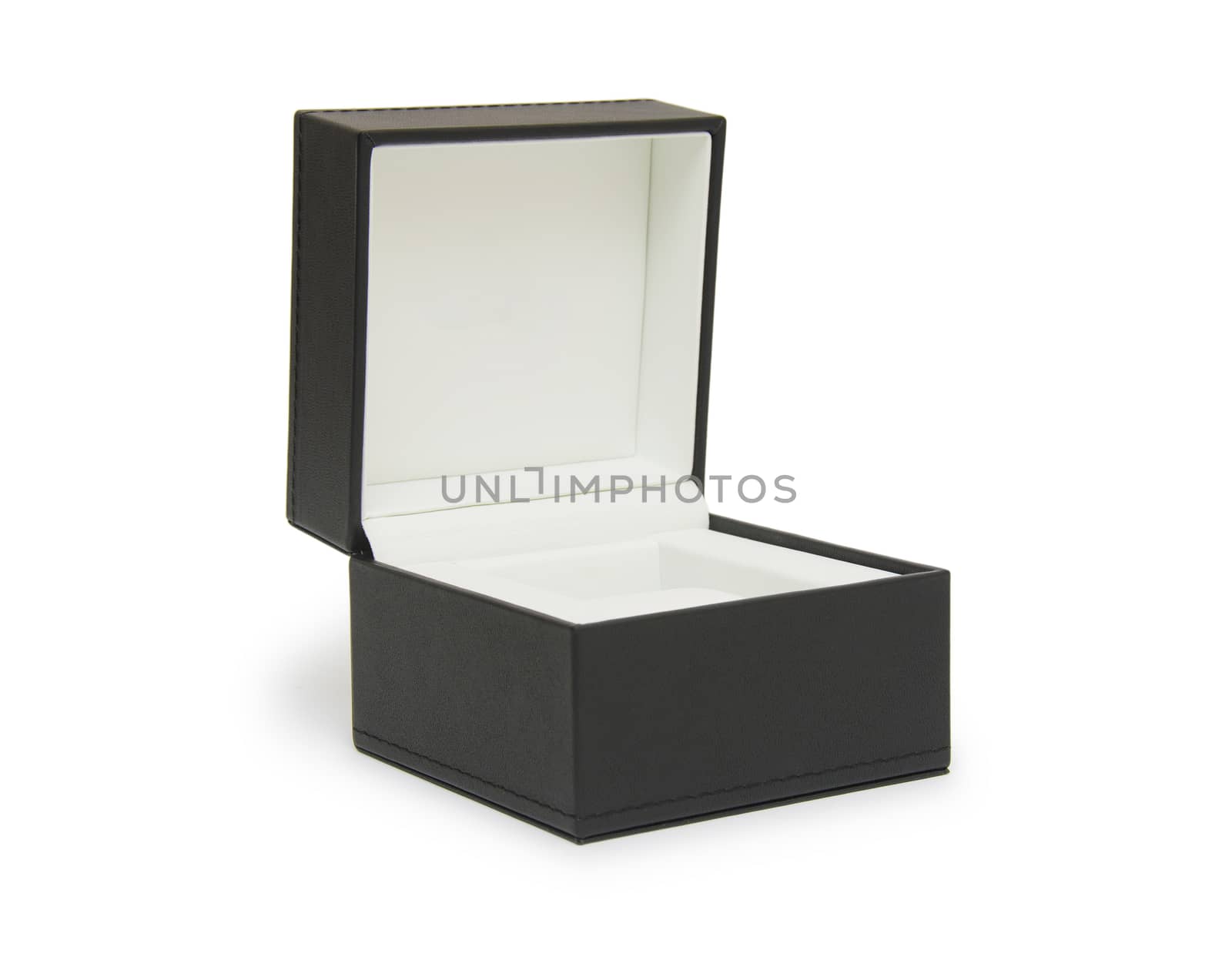 Open black gift box isolated on white by cocoo