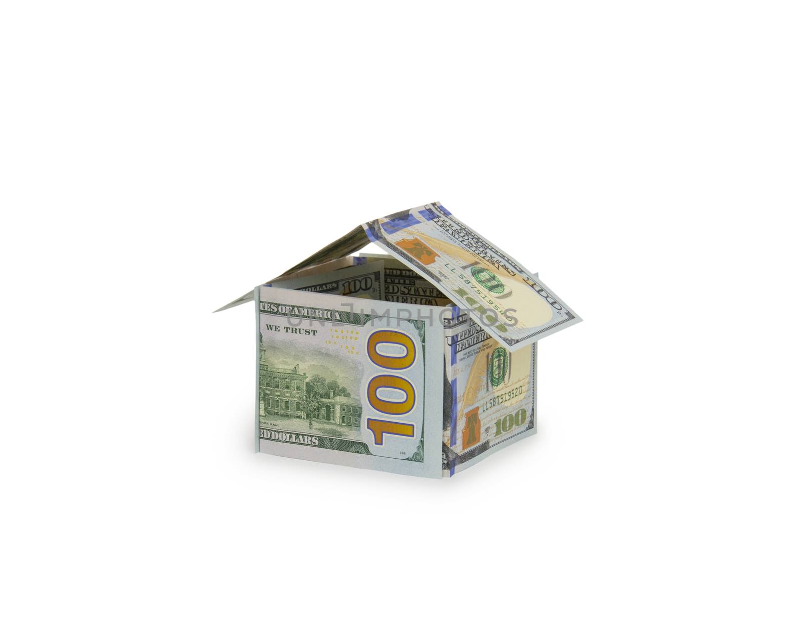 Dollar house isolated on the white background by cocoo