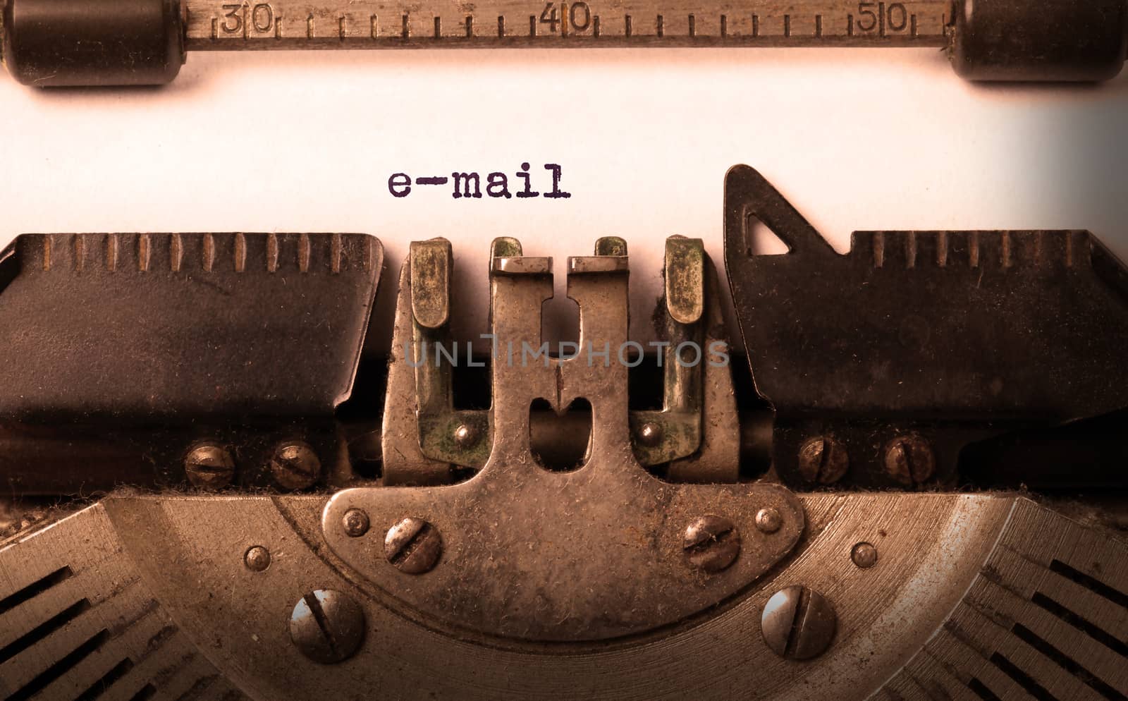 Vintage inscription made by old typewriter, e-mail