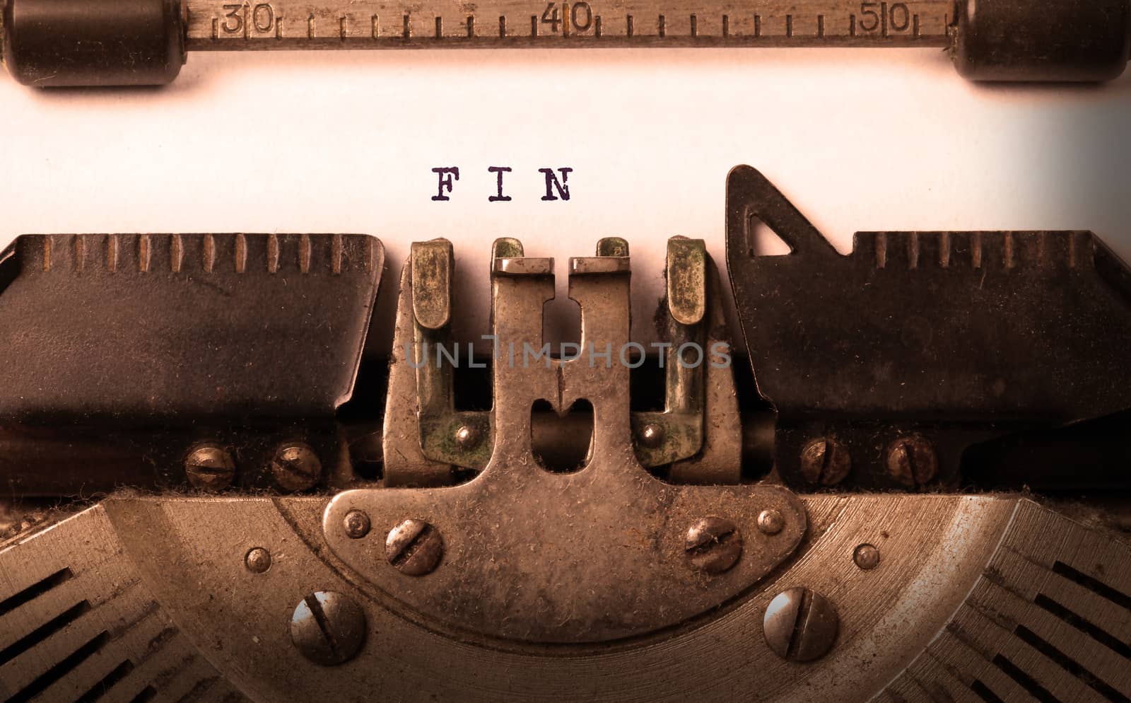 Vintage inscription made by old typewriter, FIN