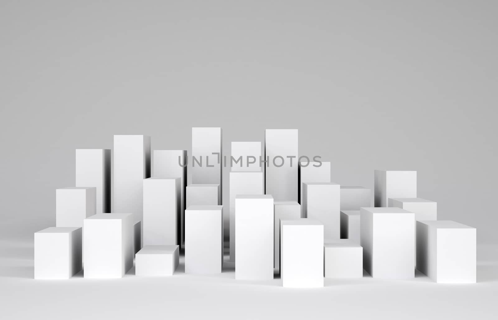 White cubes. Gray gradient background by cherezoff