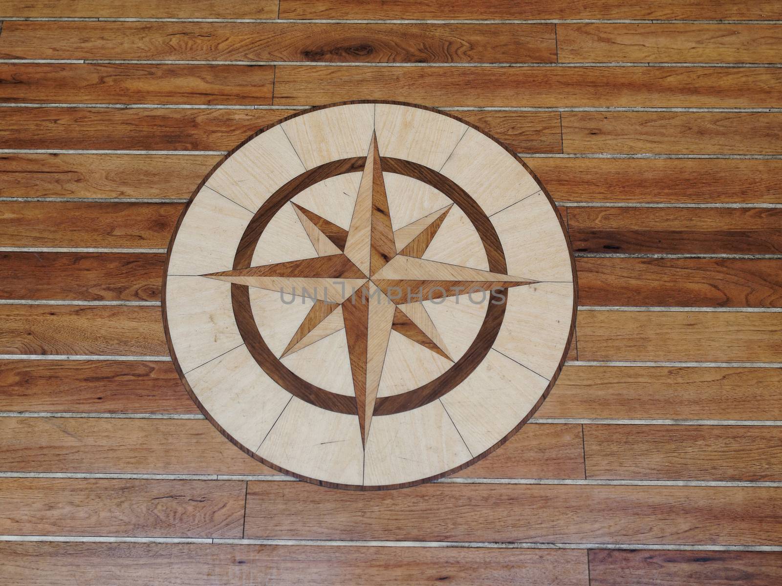 Details of a high quality wooden floor of a sailing boat