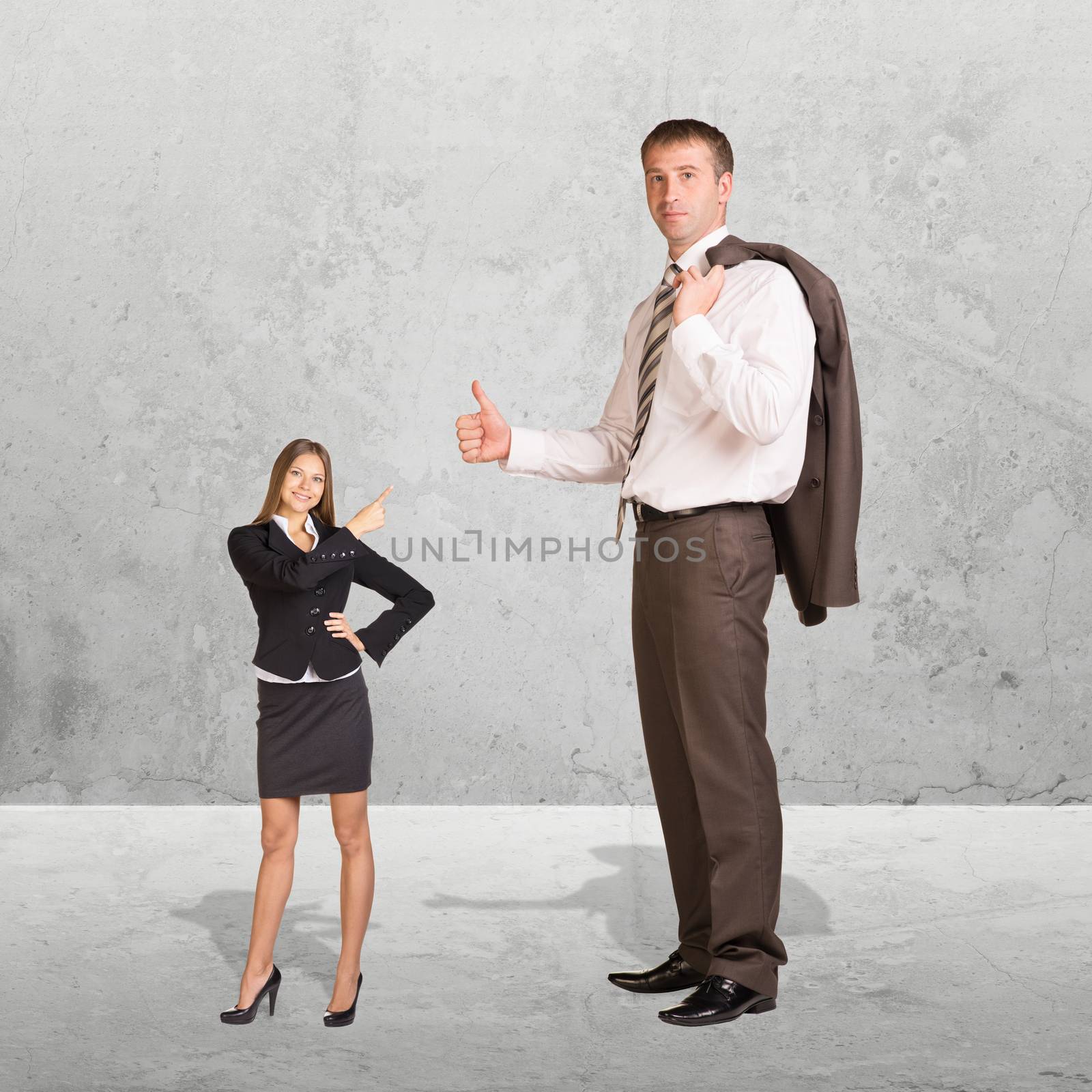 Small Young Businesswoman and Large Businessman by cherezoff