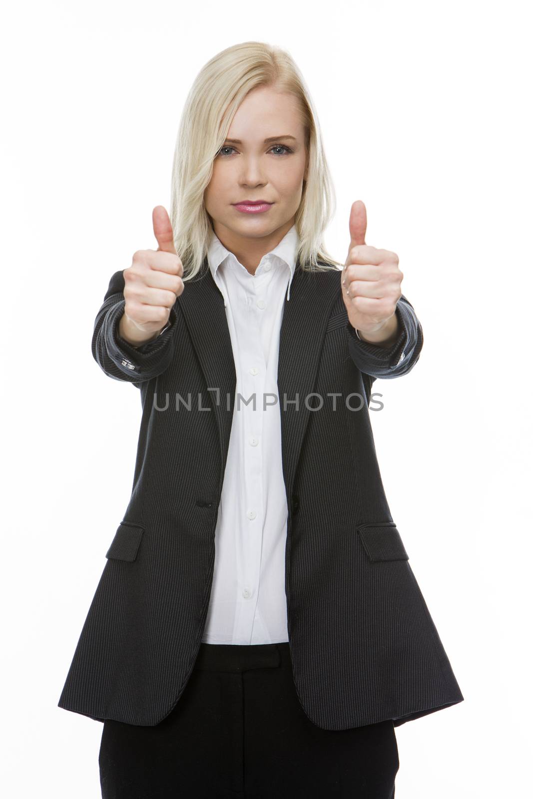 businesswoman thumbs up by Flareimage
