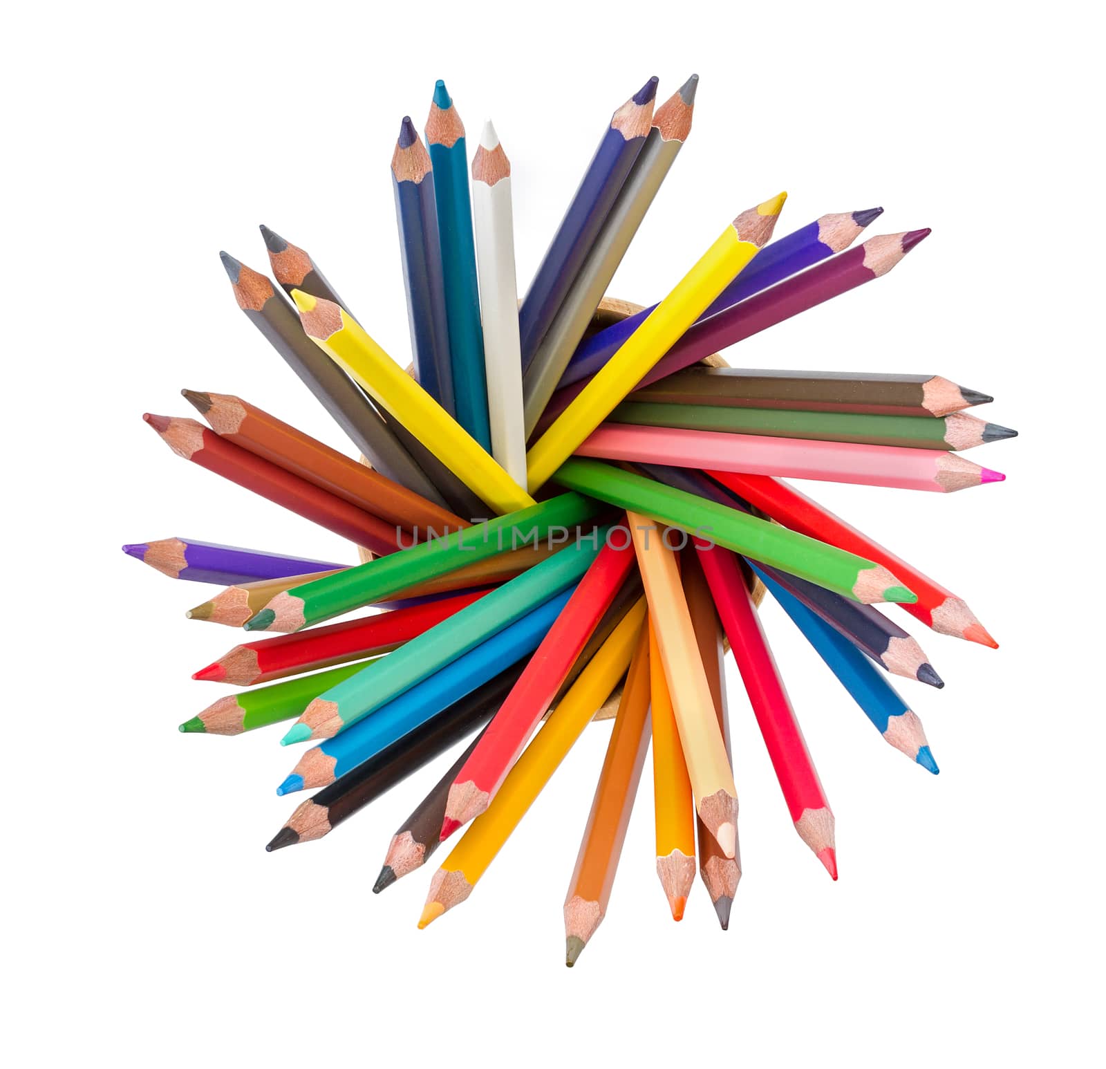 colored pencils isolated on white background