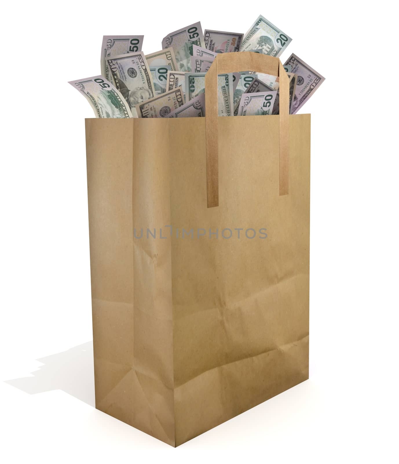 Illustration of a paper bag full of money