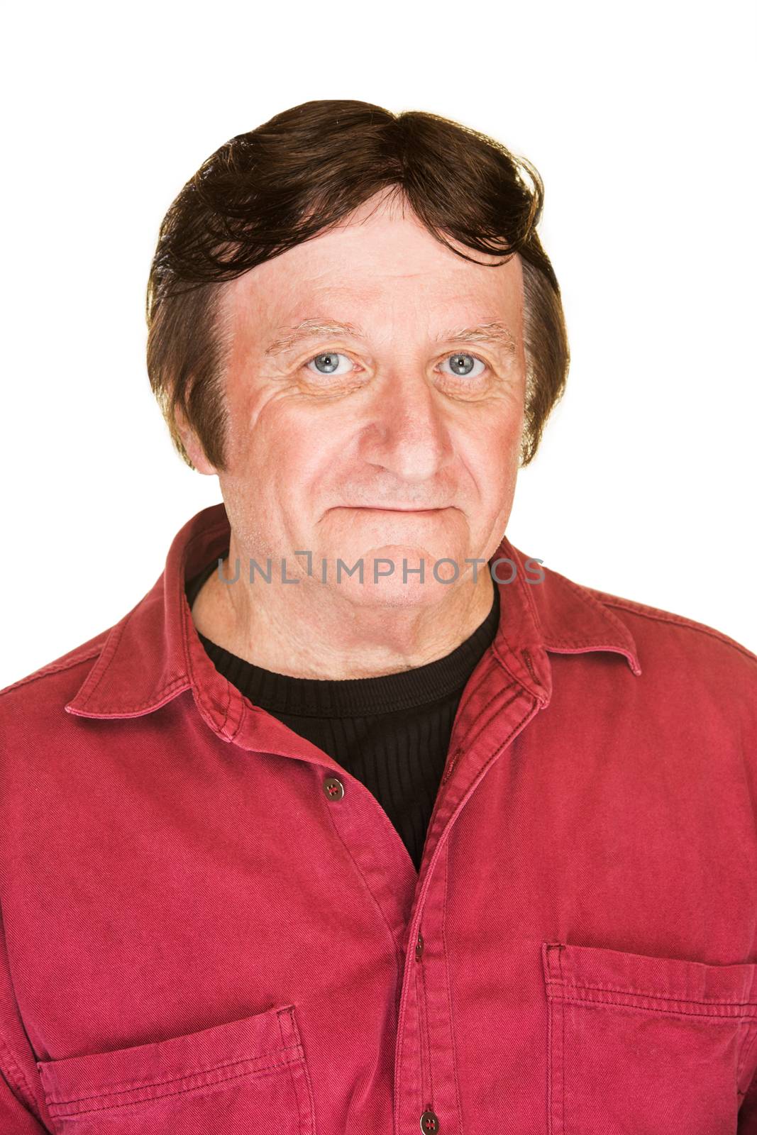 Handsome smiling middle aged male over white background