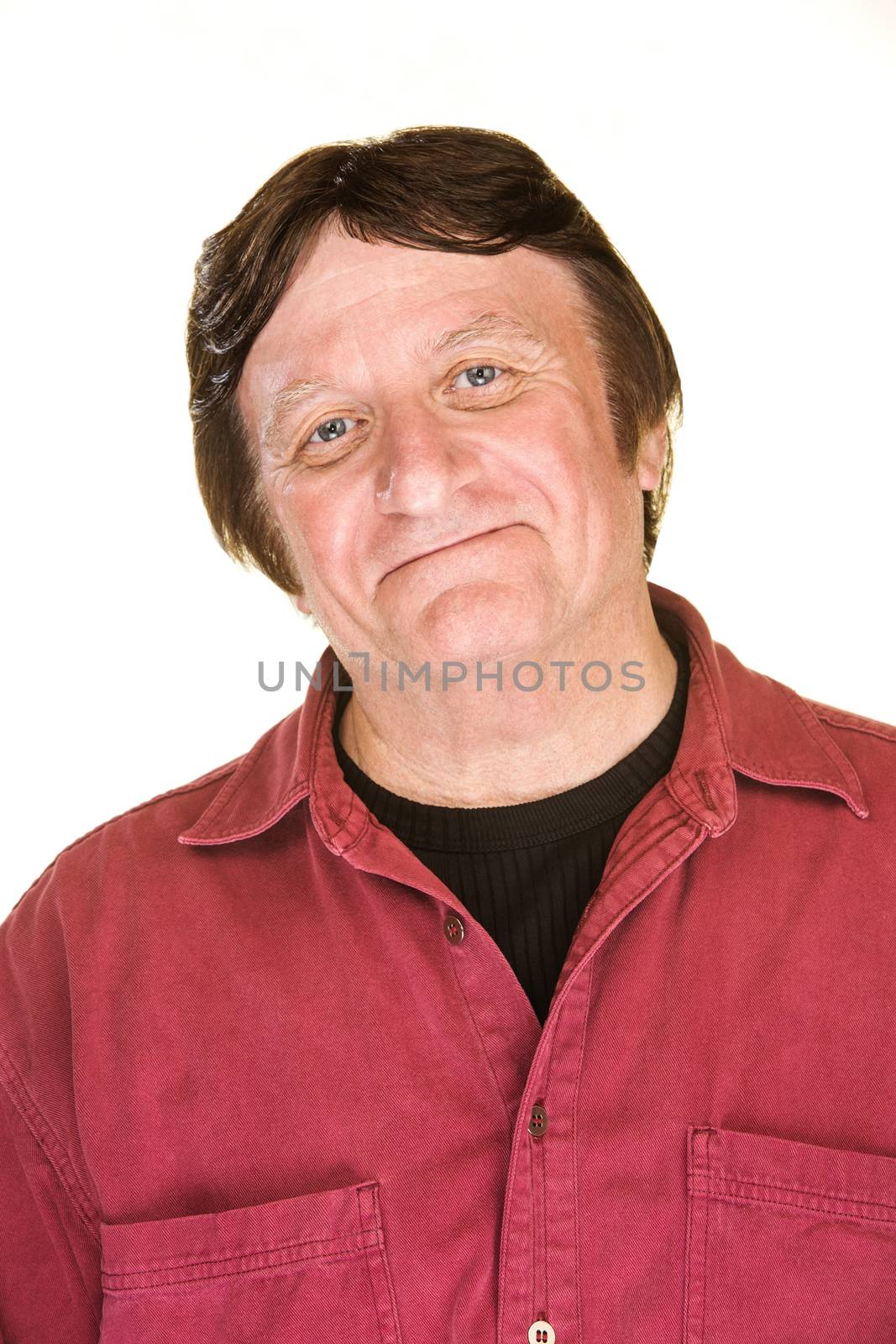 Handsome confident mature man over white background