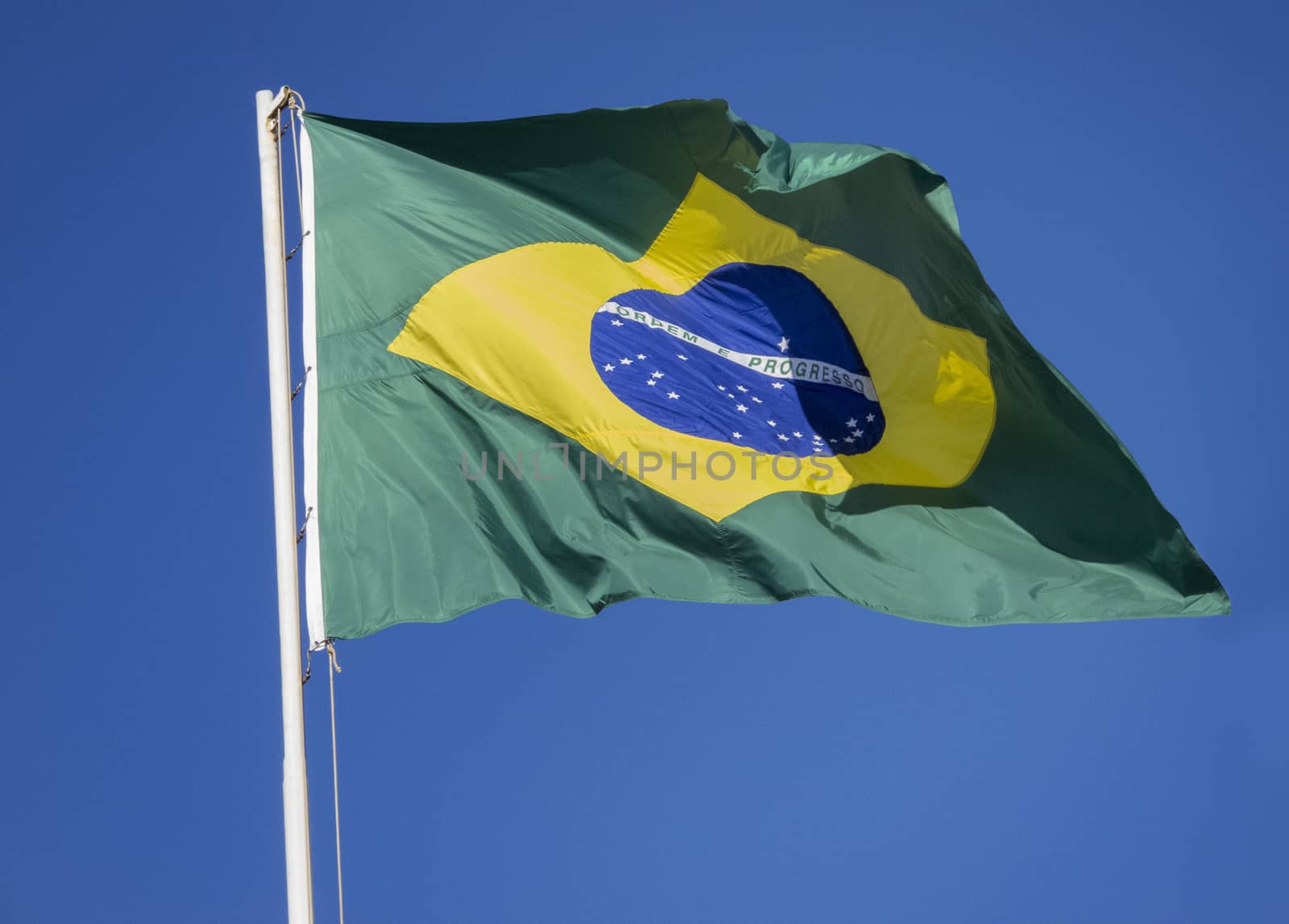 Brazilian Flag on a blue sky