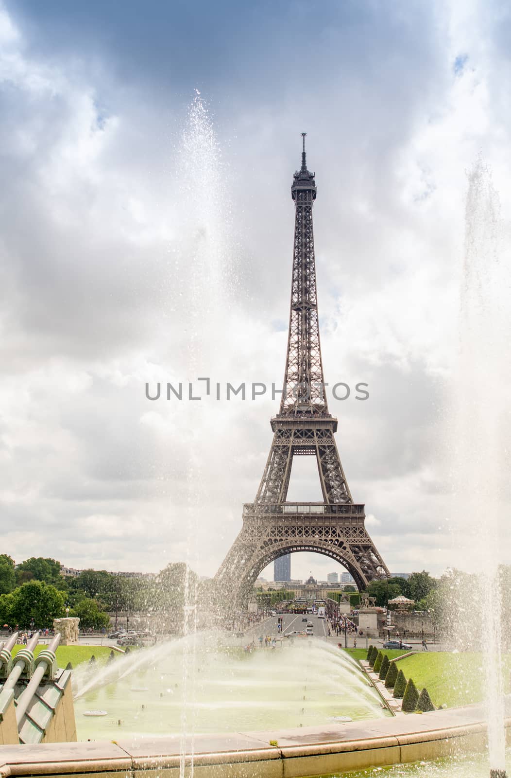 The Eiffel Tower from Trocadero Park, Paris.