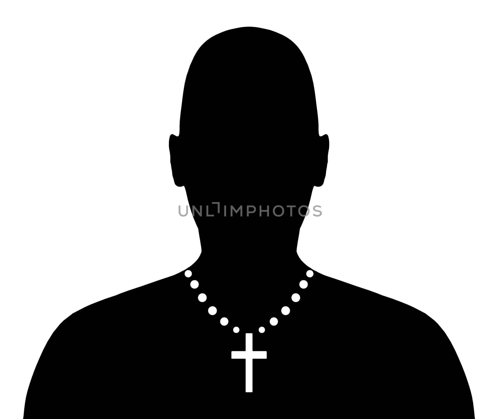 Illustration of a person wearing a crucifix necklace
