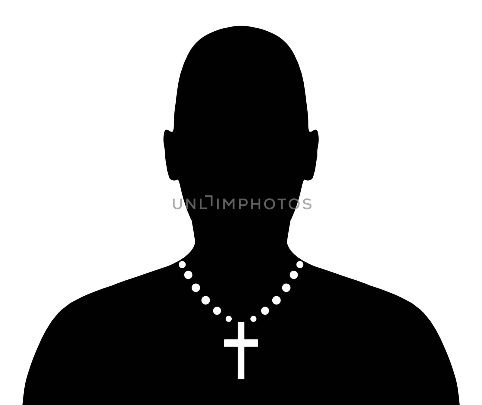 Illustration of a person wearing a crucifix necklace