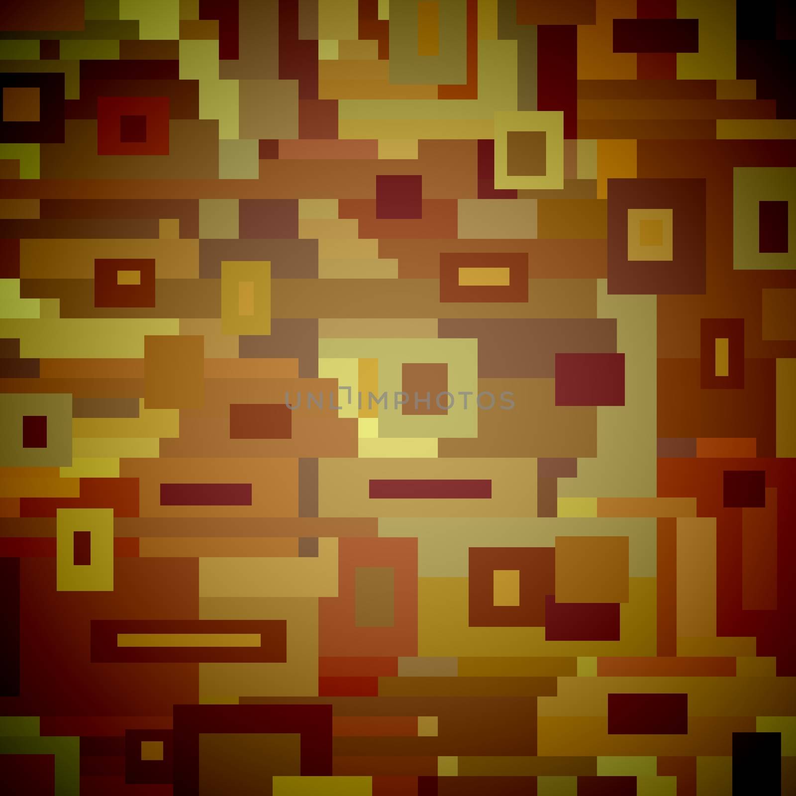 Abstract Illustrated background made of brown pixelated shapes
