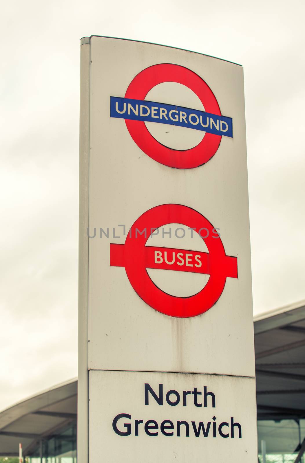LONDON - SEPTEMBER 29, 2013: Underground and buses sign. London's underground railway is the oldest in the world, dating back to 1863