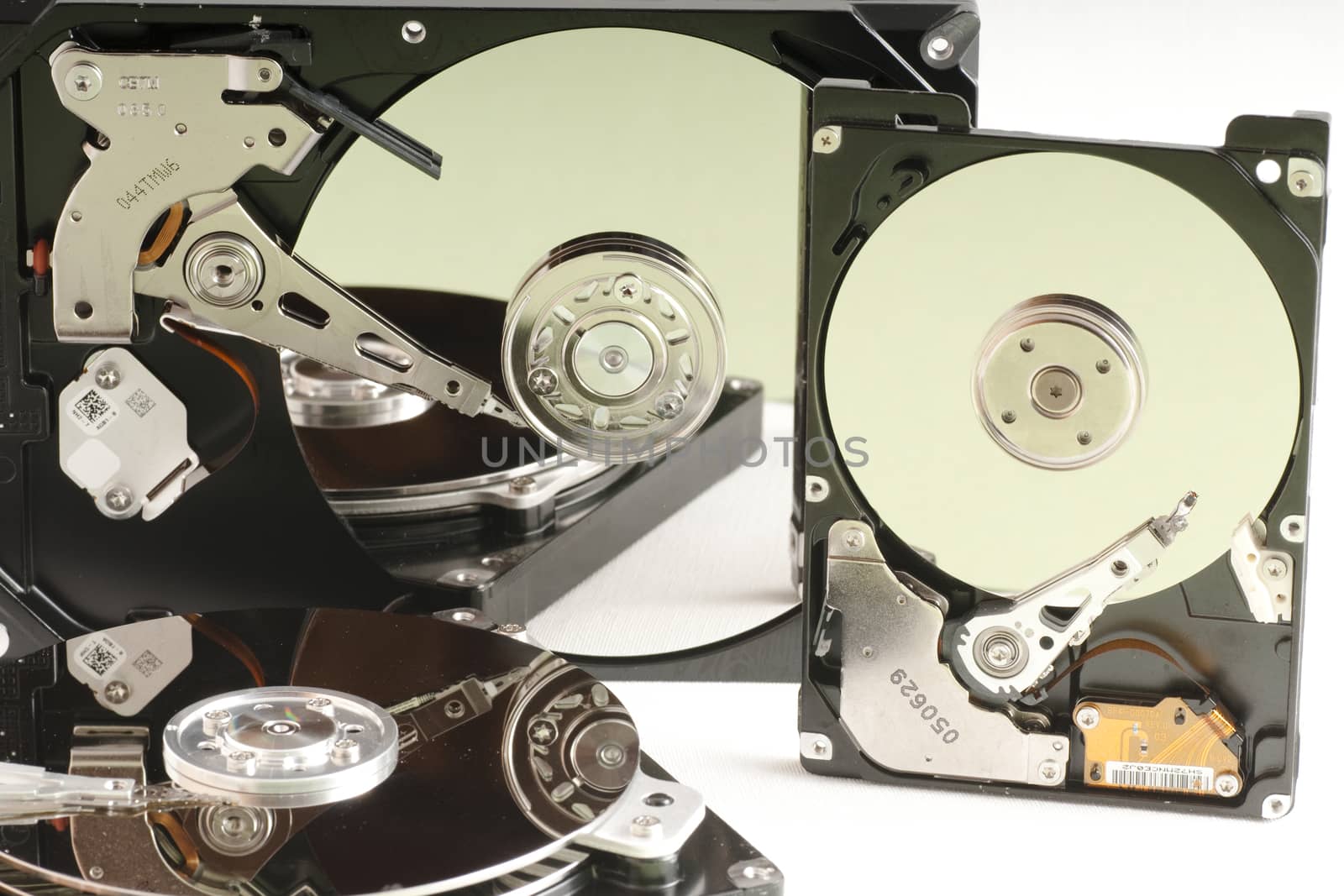 details of hard disk drive opened with evidence of the internal disk