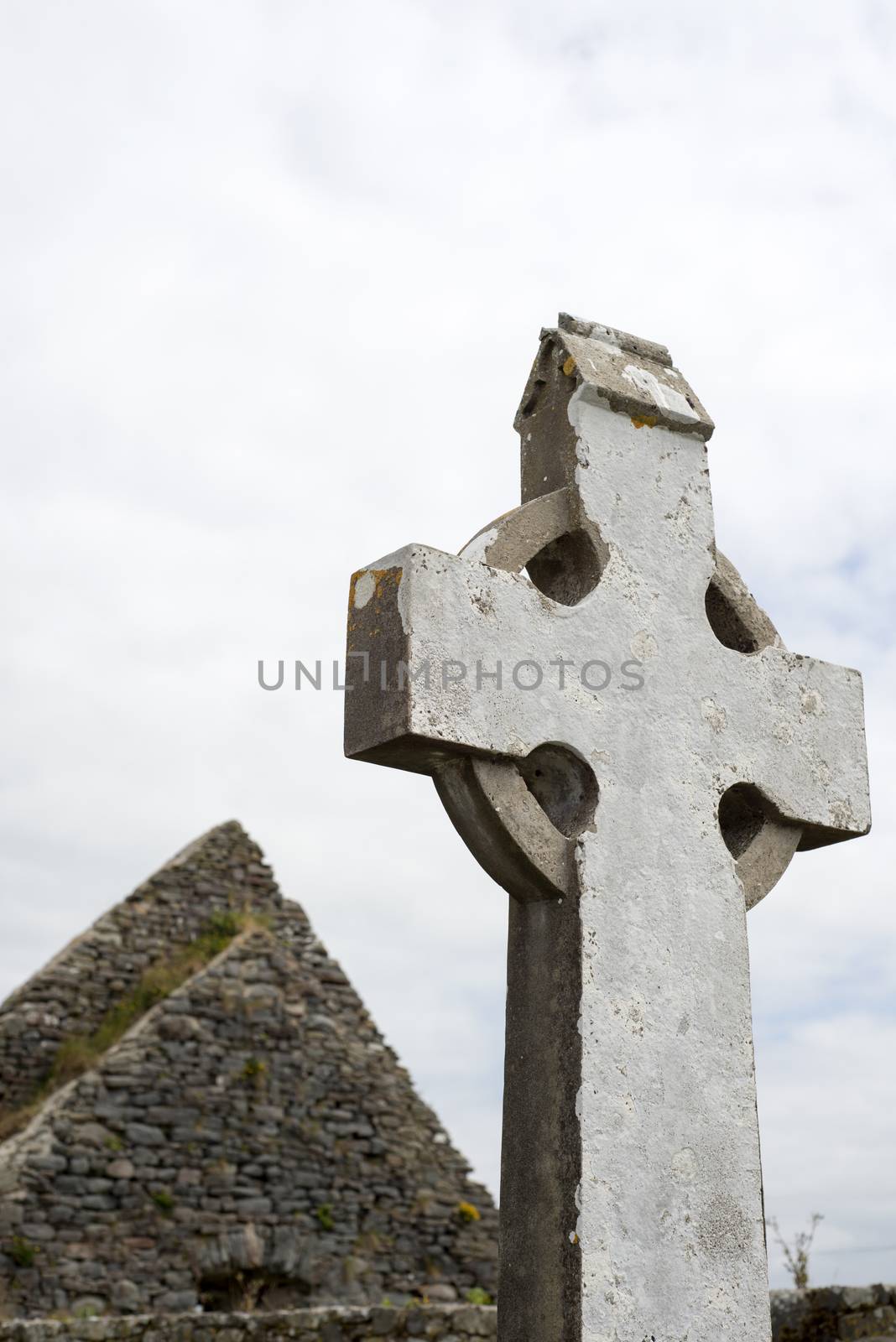 old celtic cross head stone from a grave yard in county kerry ireland