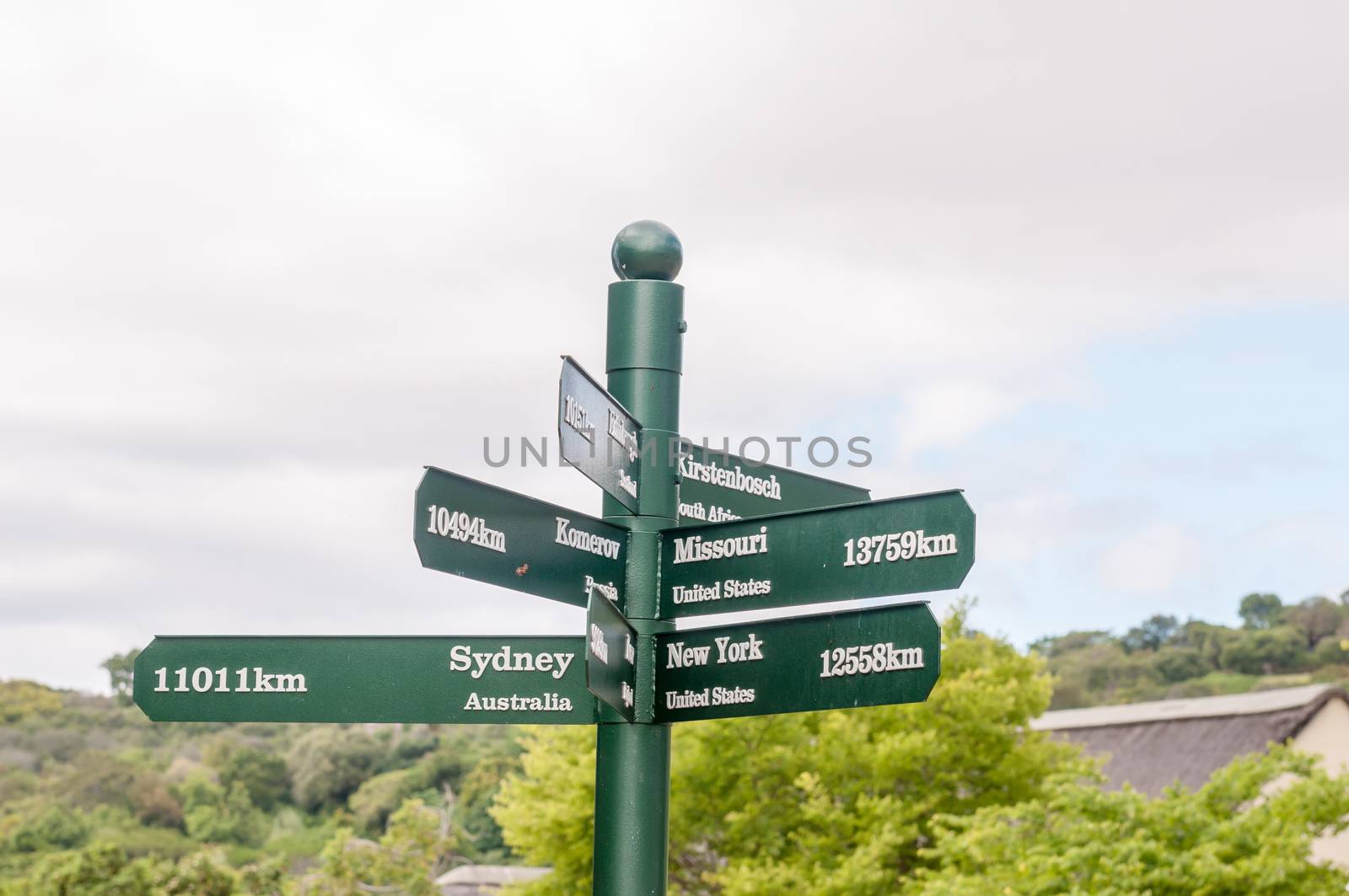 Sign post at the Kirstenbosch National Botanical Gardens in Cape Town