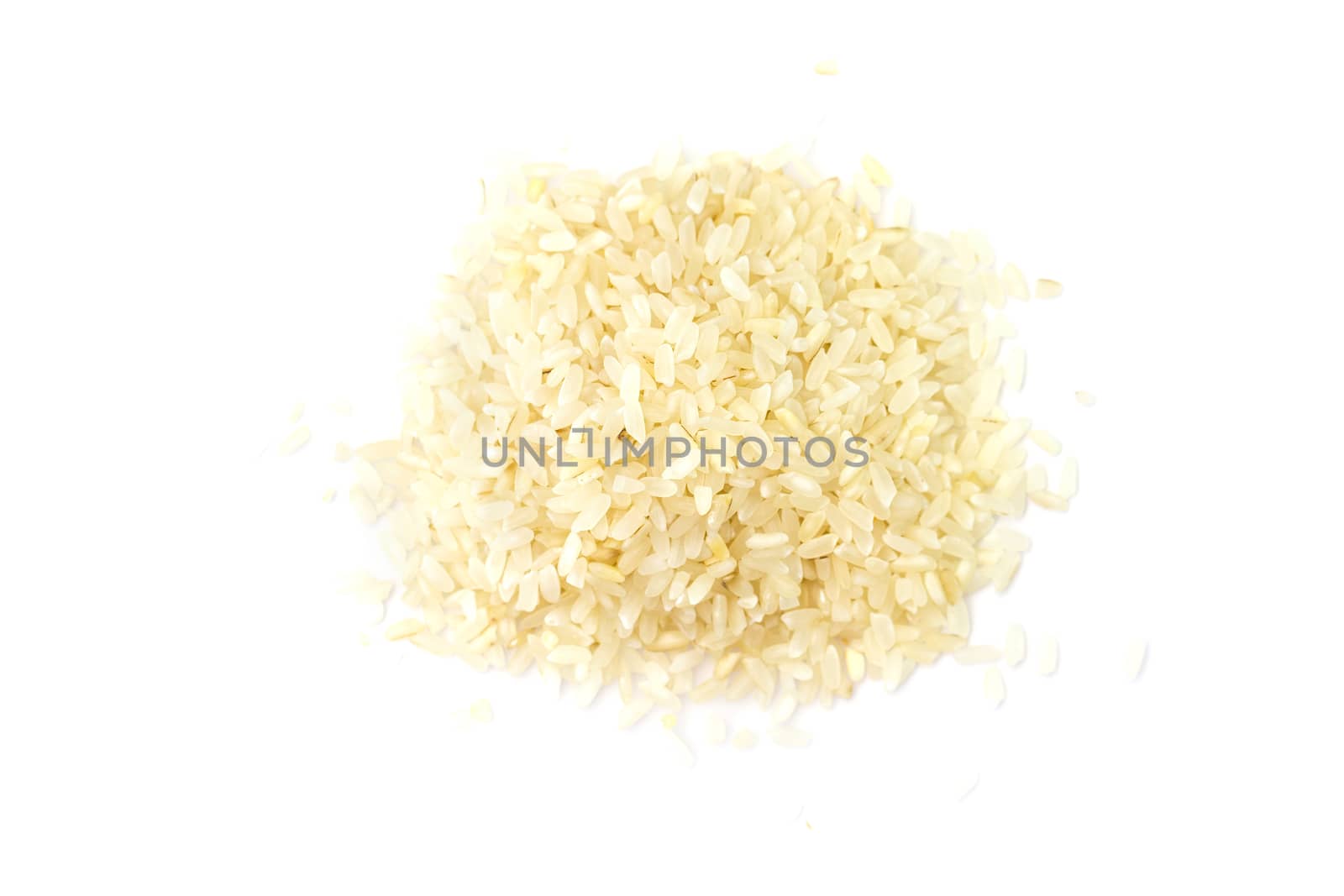 The boiled Chinese rice a hill isolated on white background