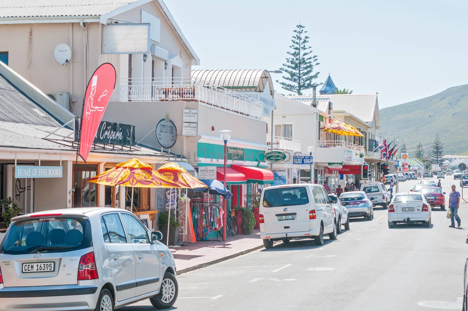 HERMANUS, SOUTH AFRICA - DECEMBER 10, 2014: Street scene in Hermanus. The town is world famous for whale viewing