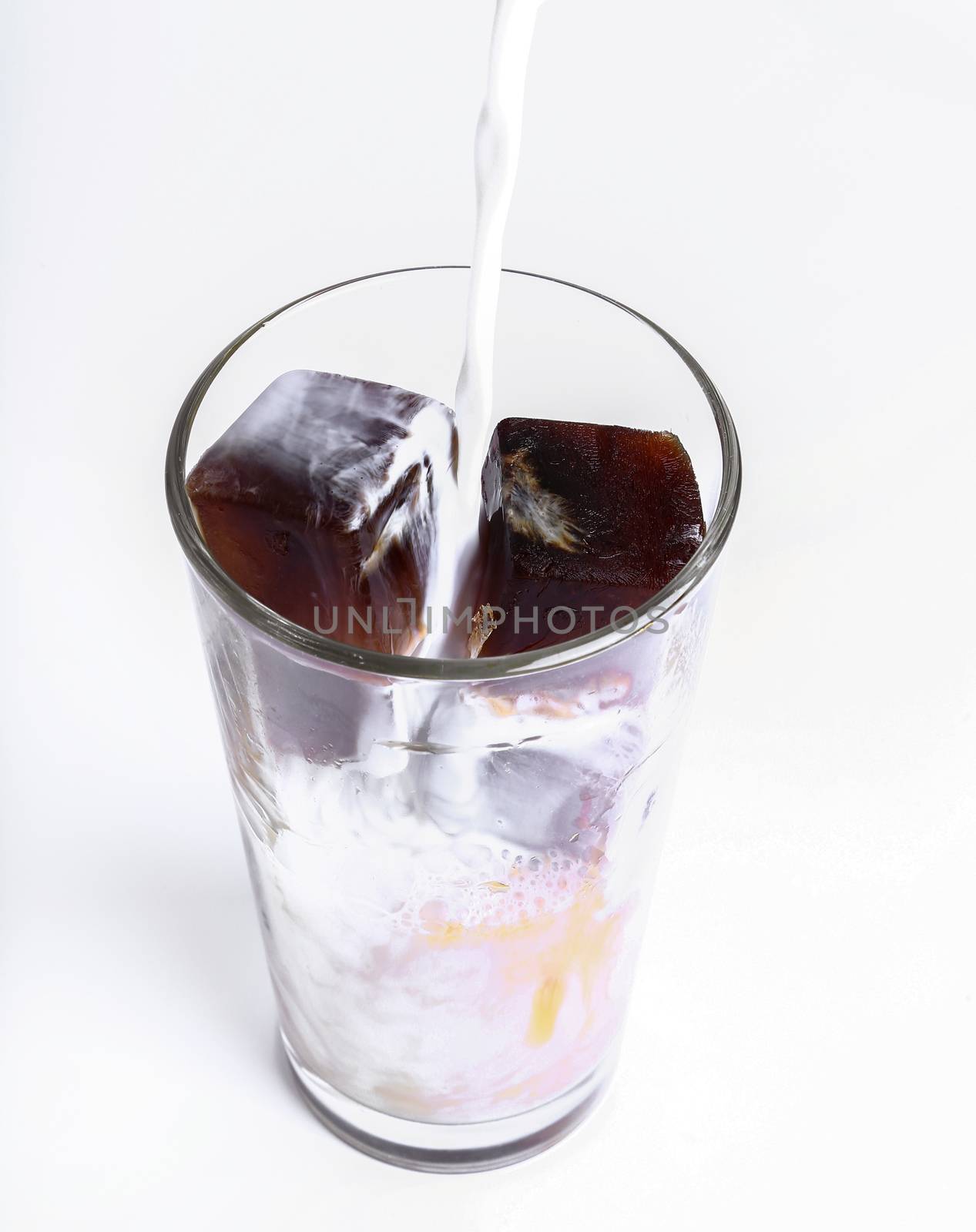 Drink, ice. Frozen coffee cubes