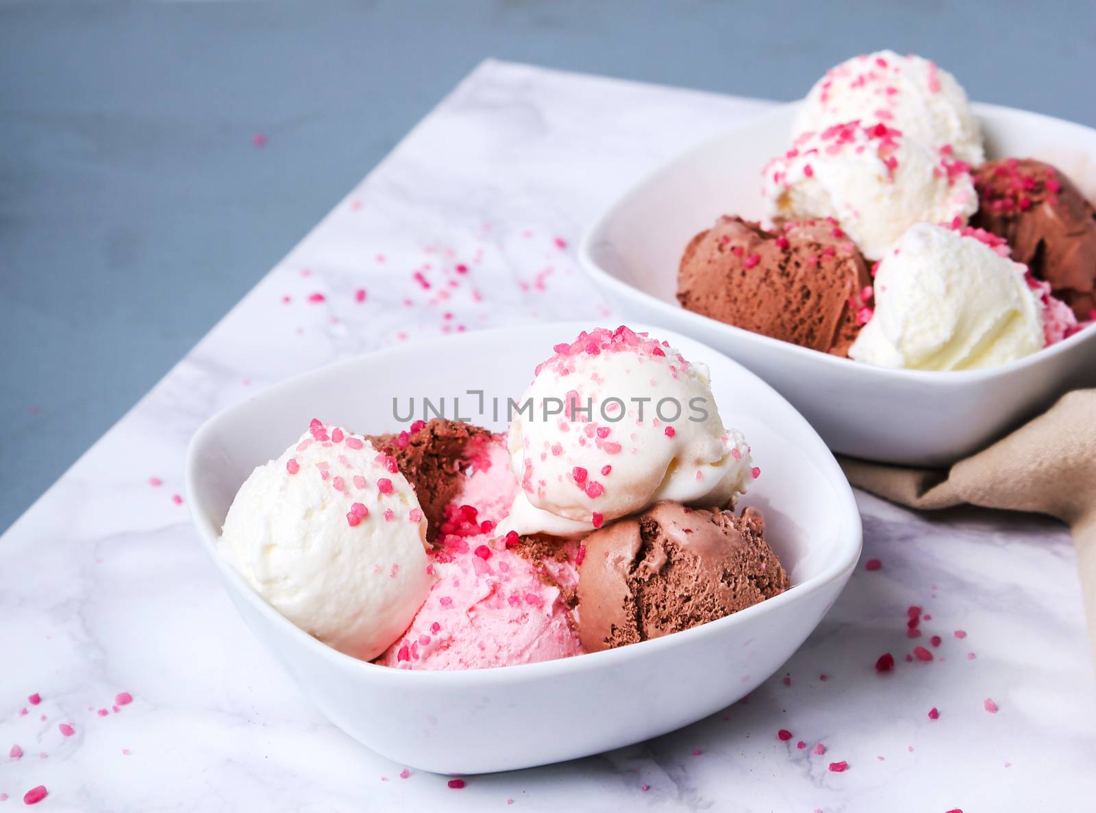 Frozen. Delicious ice cream on the table