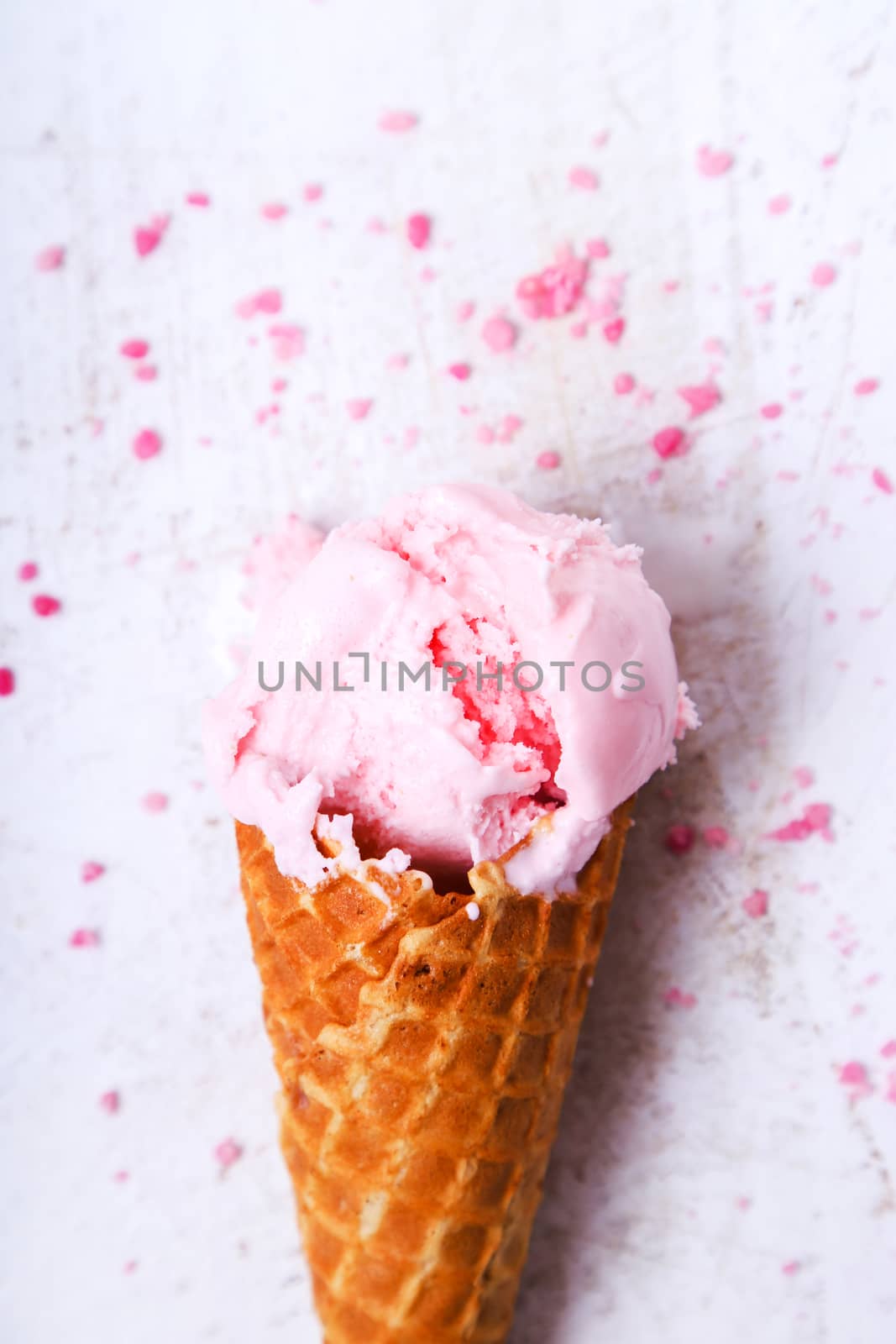 Frozen. Delicious ice cream on the table