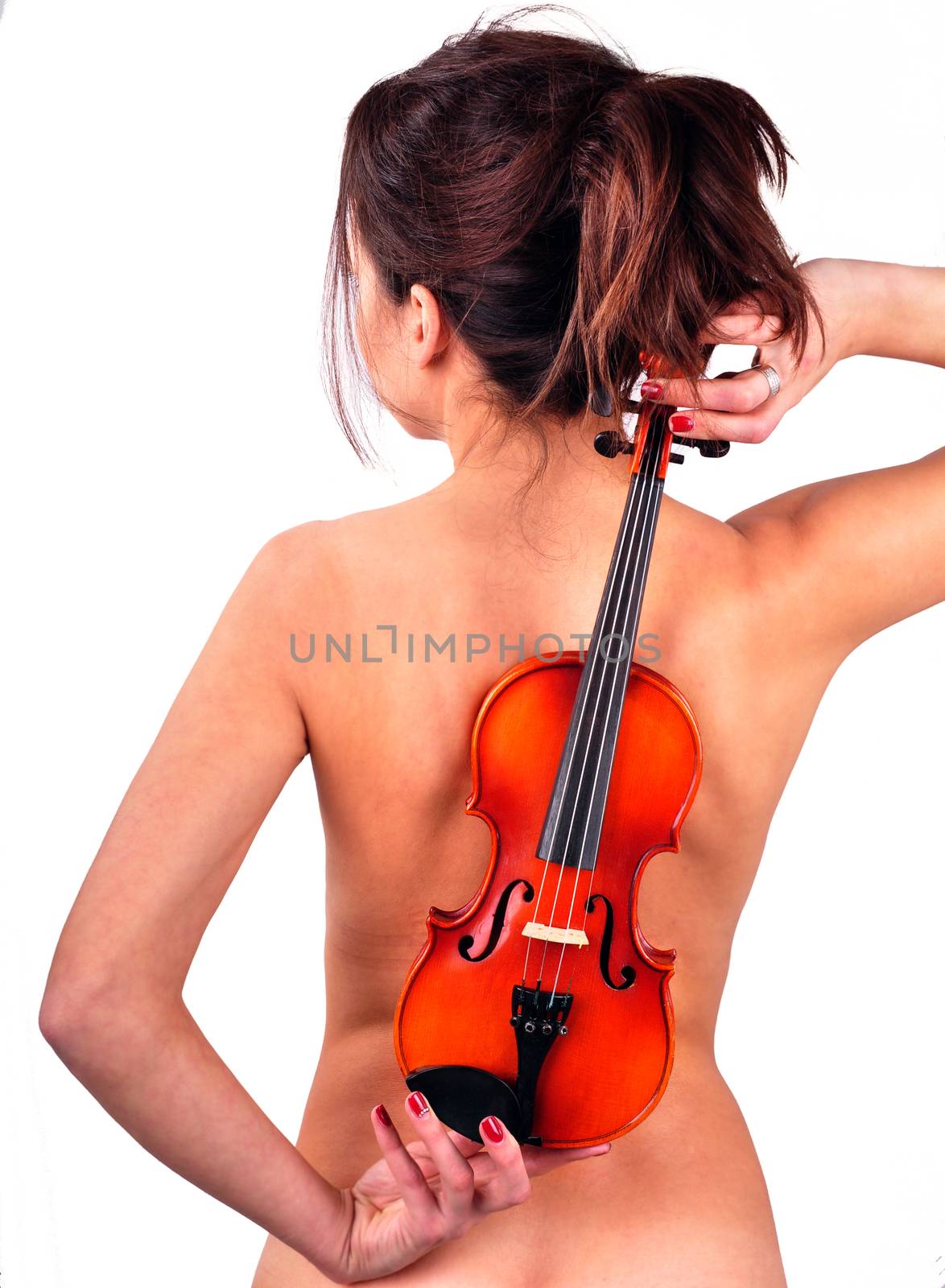 violin on the naked back of a young girl by Nikola30