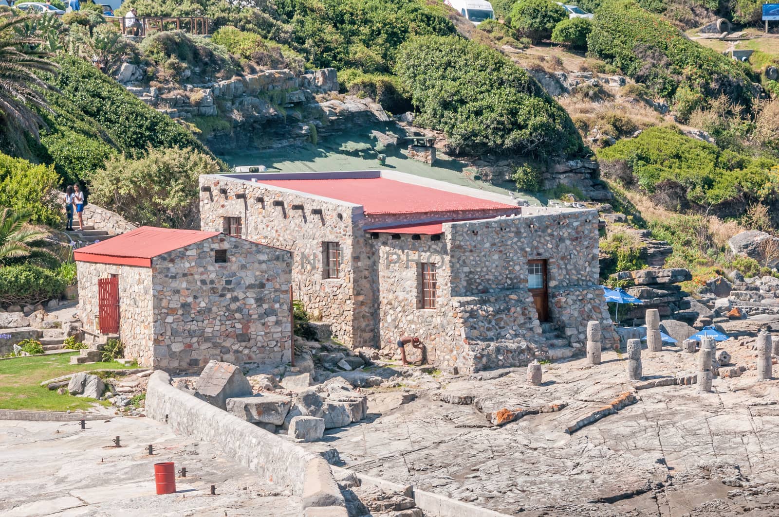 HERMANUS, SOUTH AFRICA - DECEMBER 10, 2014:  Buildings at the historical old harbour museum in Hermanus. The town is world famous for whale viewing