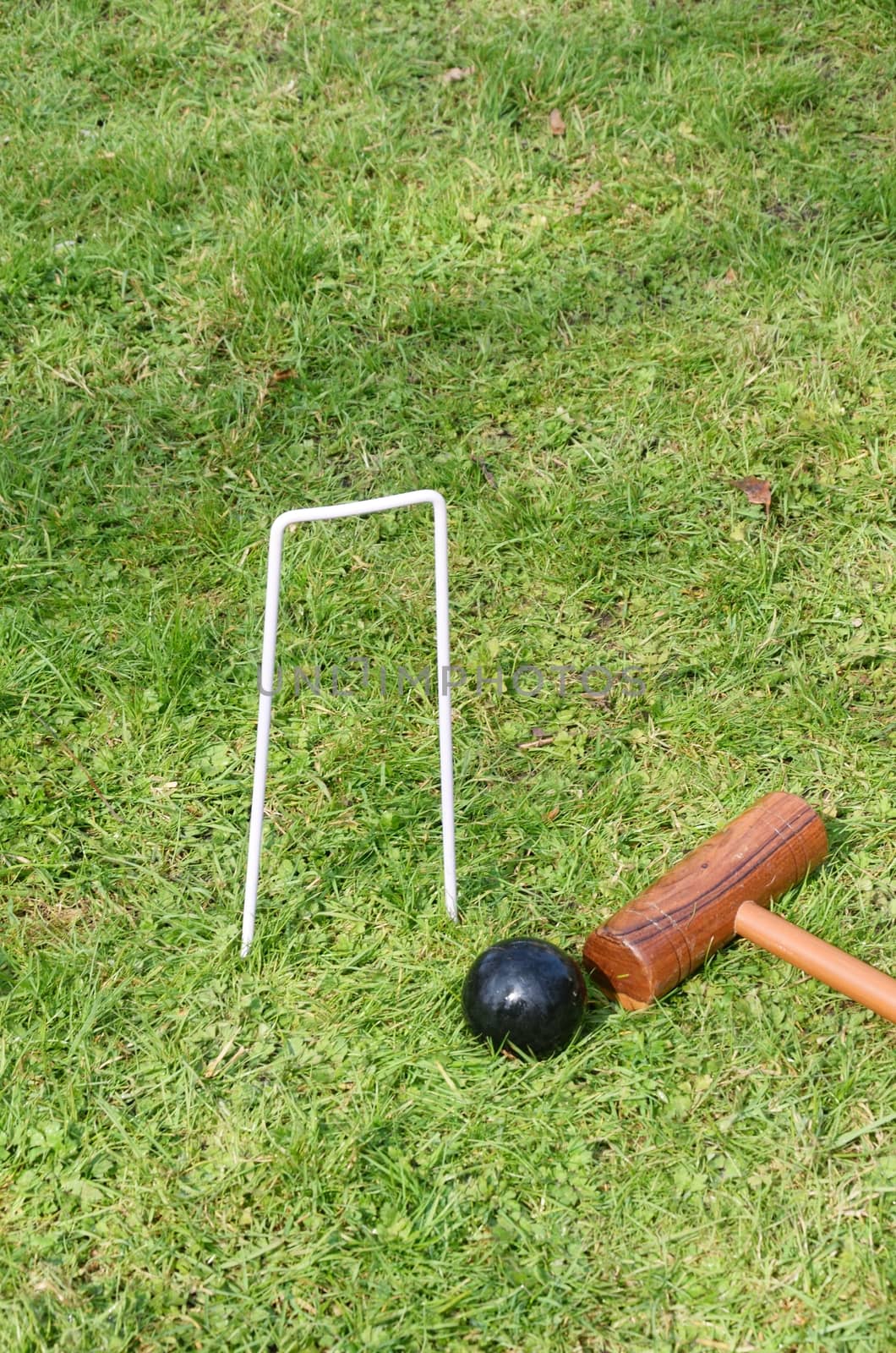 Croquet hoop Mallet and ball
