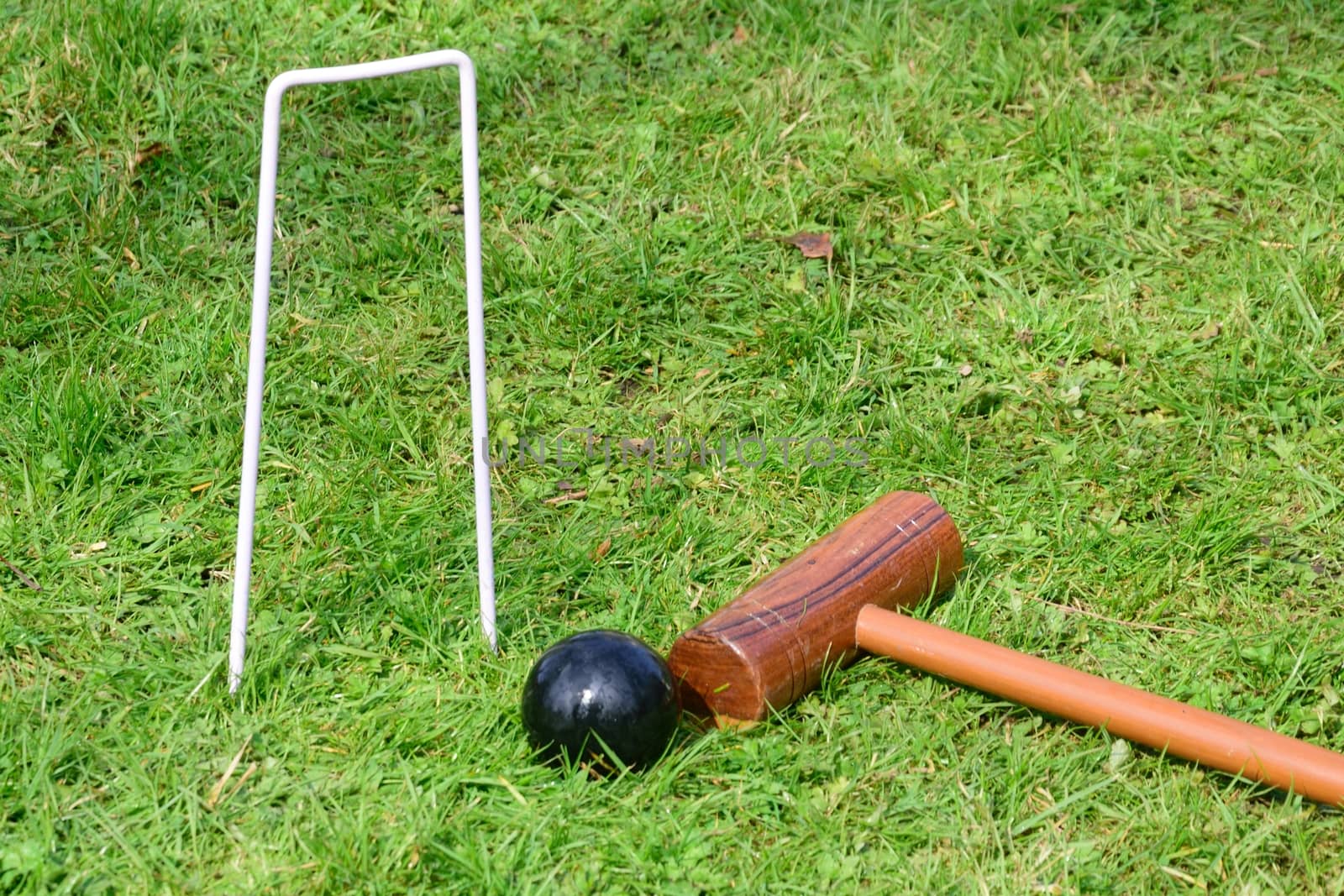Croquet equipment on ground