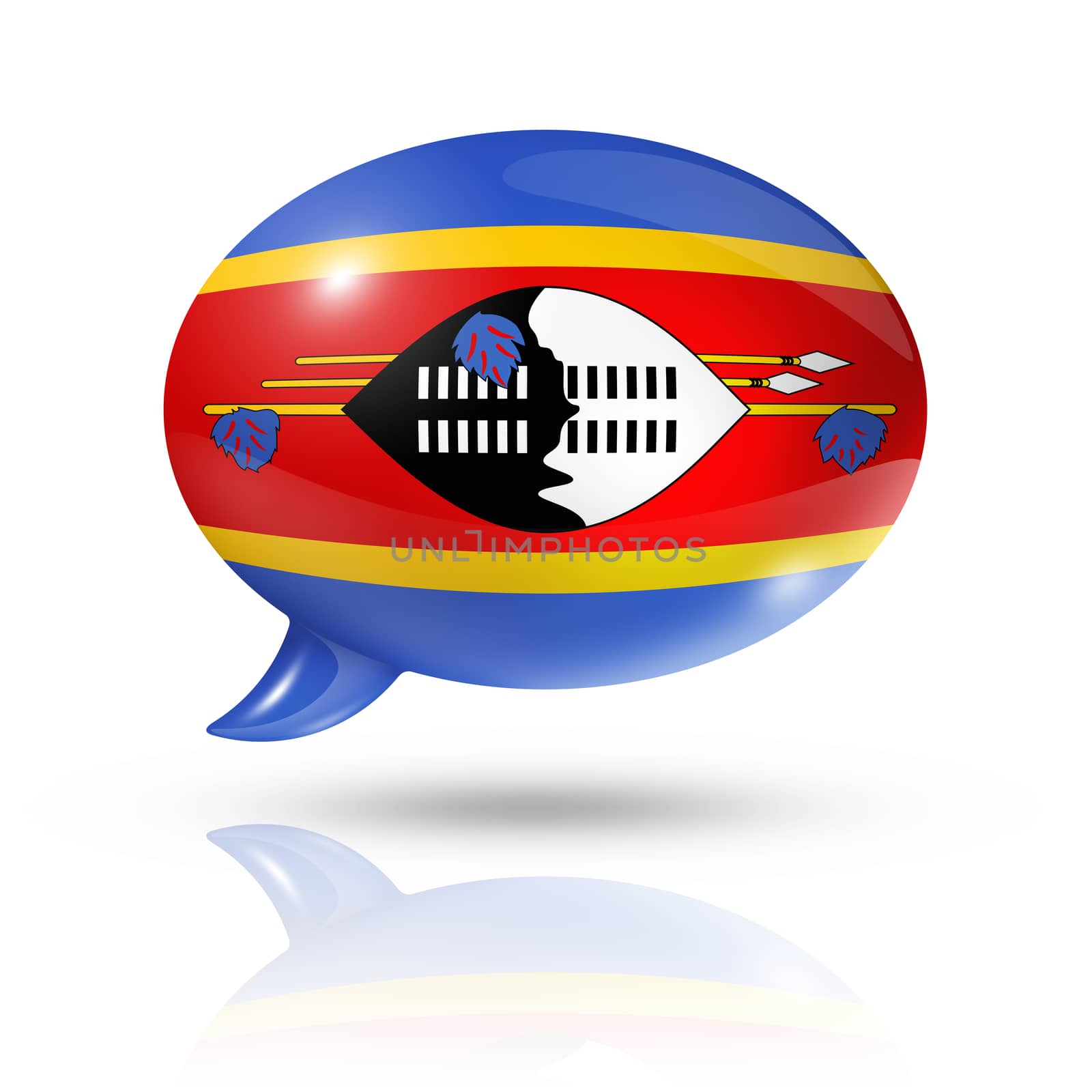three dimensional Swaziland flag in a speech bubble isolated on white with clipping path