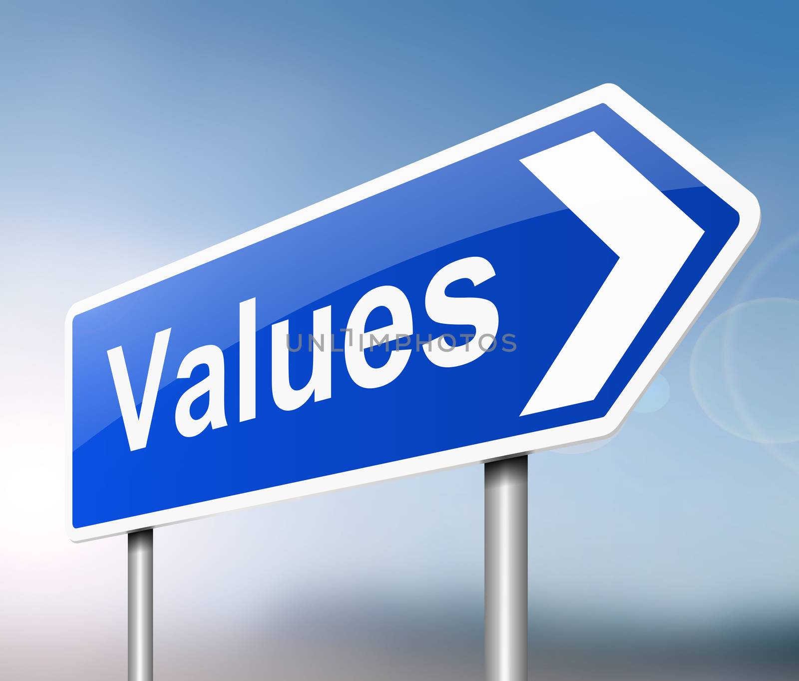 Illustration depicting a sign with a values concept.