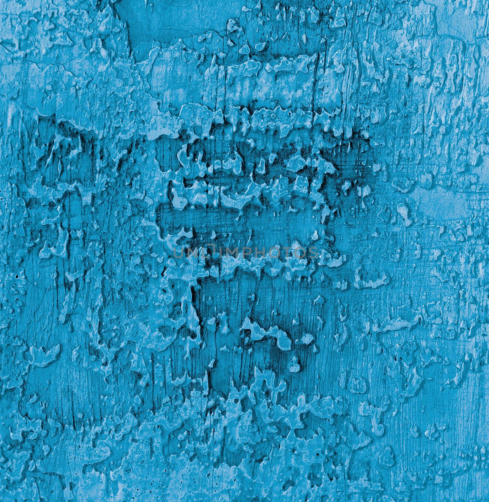Blue and Grey Damaged Obsolete Cement Wall Background closeup