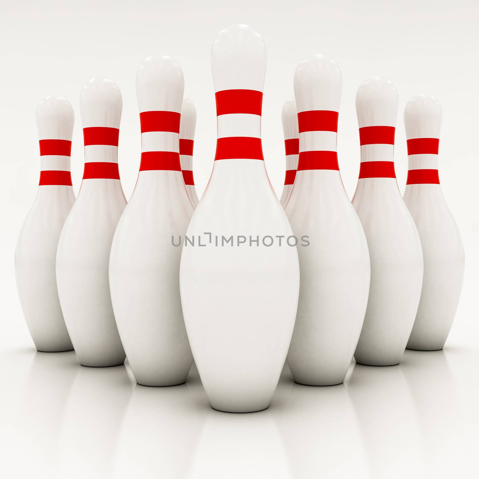 white bowling pins on a white background