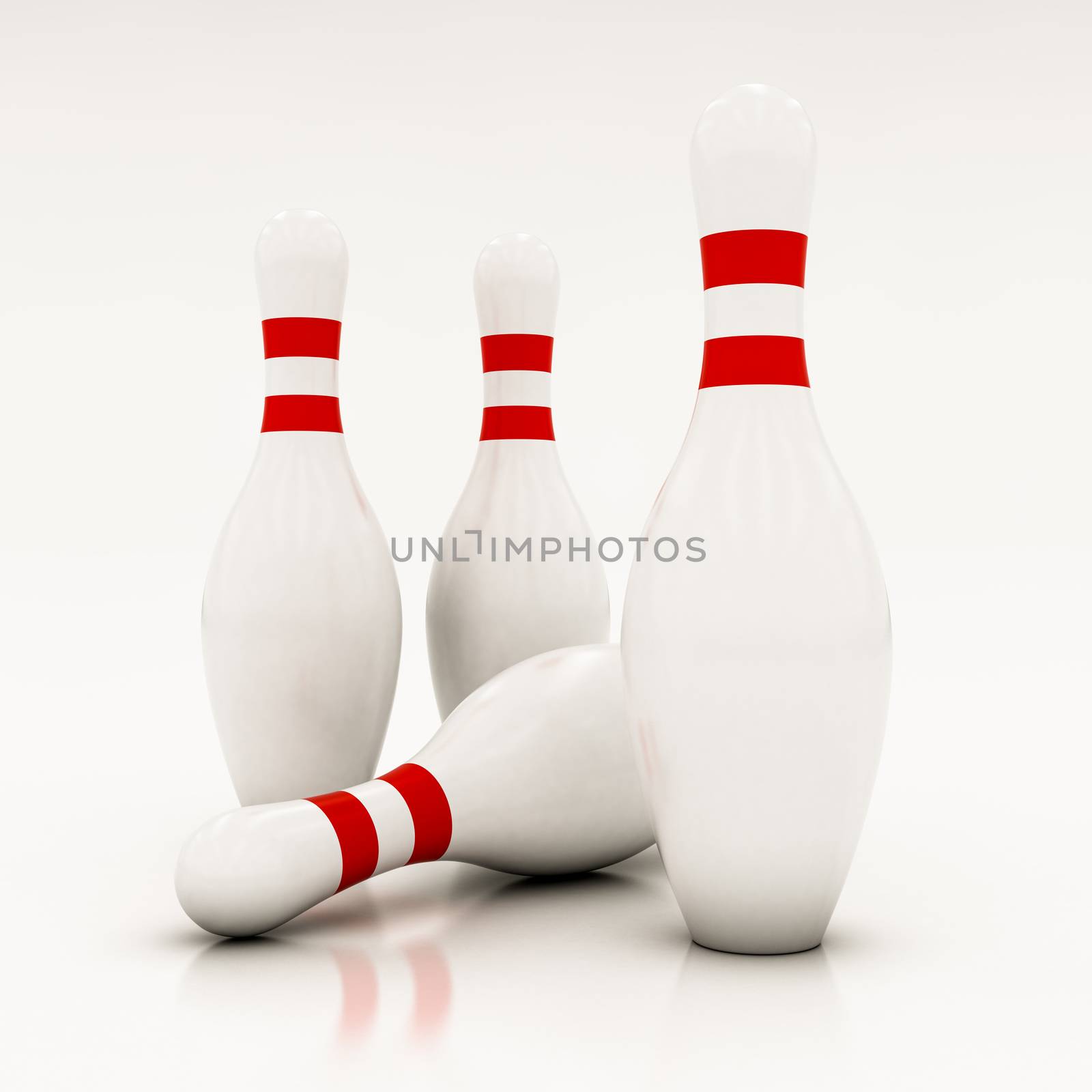 white bowling pins on a white background