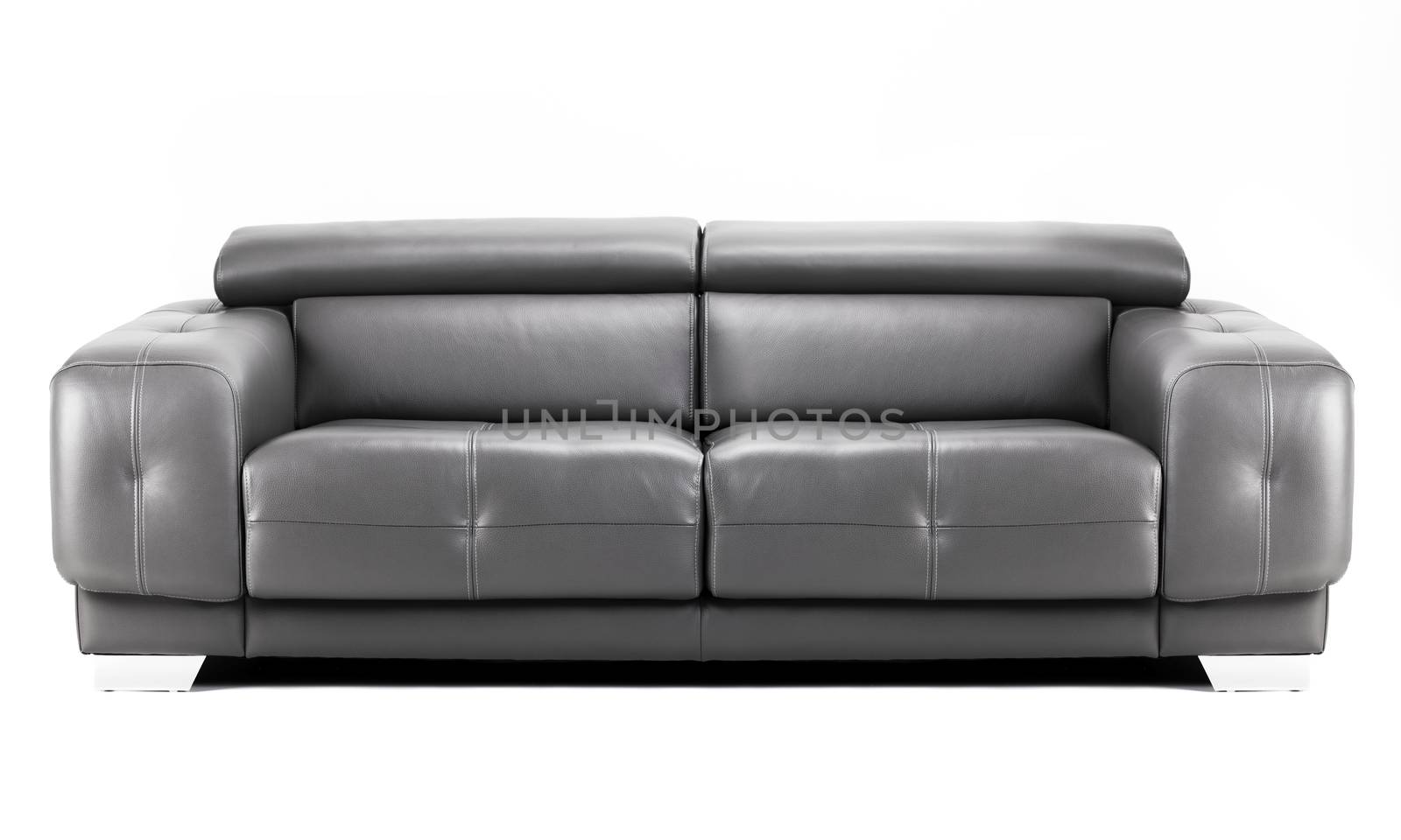 modern black leather sofa isolated on white