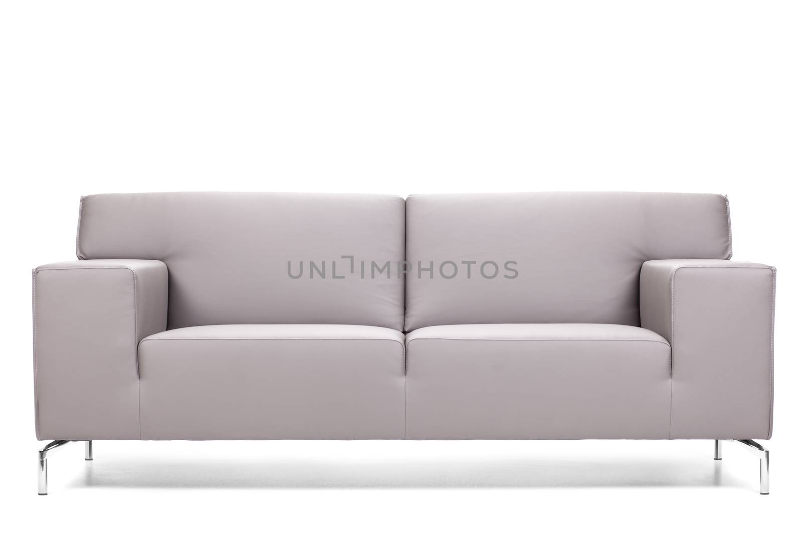 modern gray leather sofa isolated on white