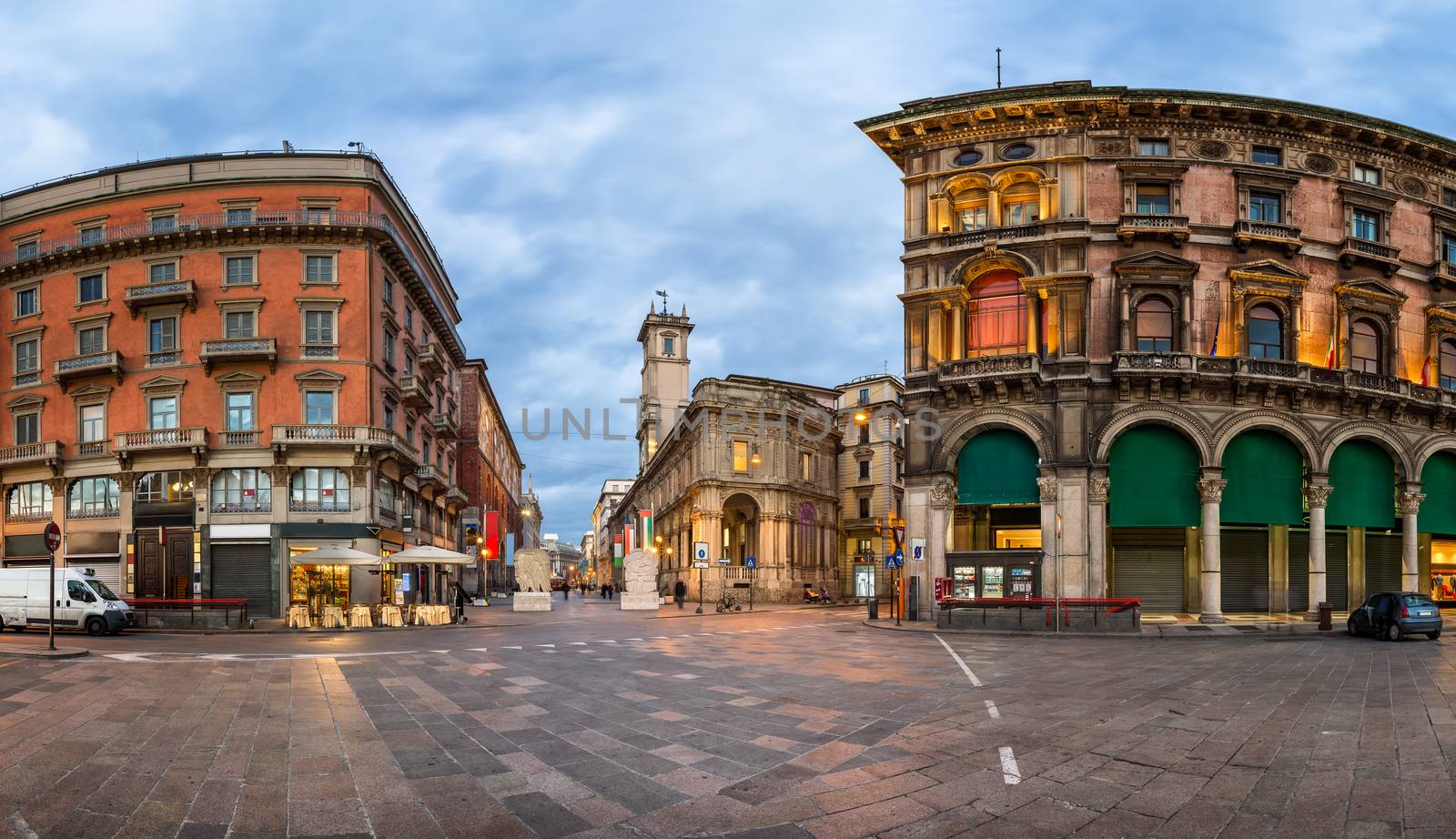 Piazza del Duomo and Via dei Mercanti in the Morning, Milan, Ita by anshar