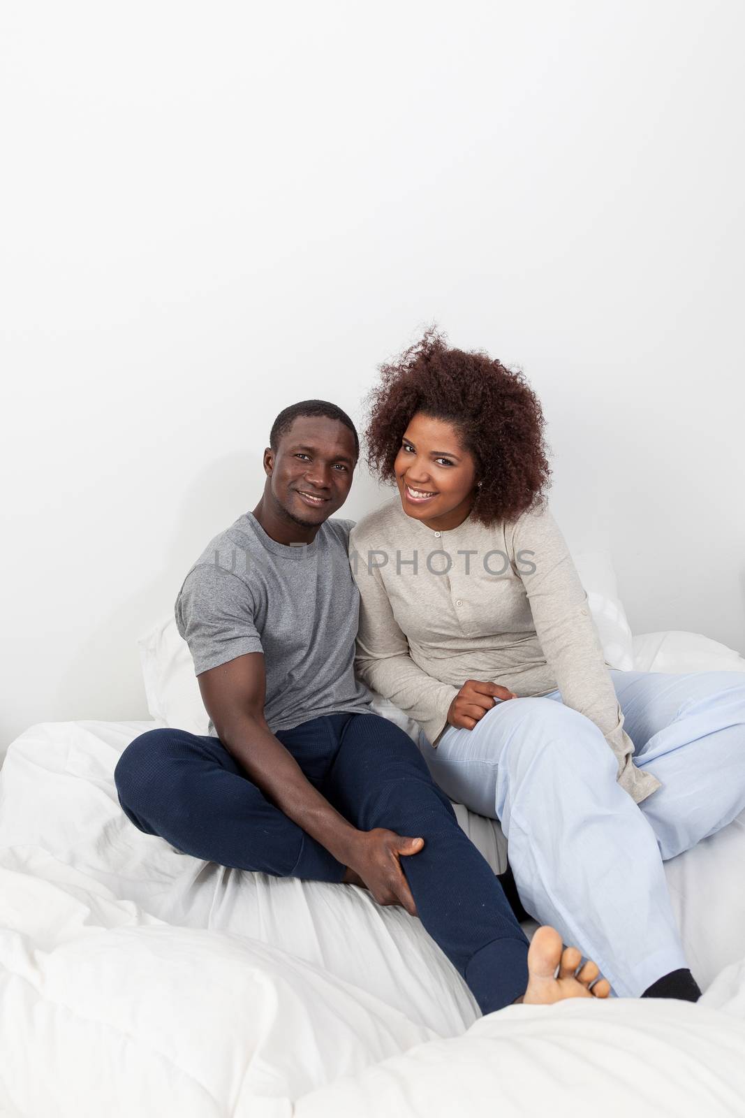 african couple looking each other