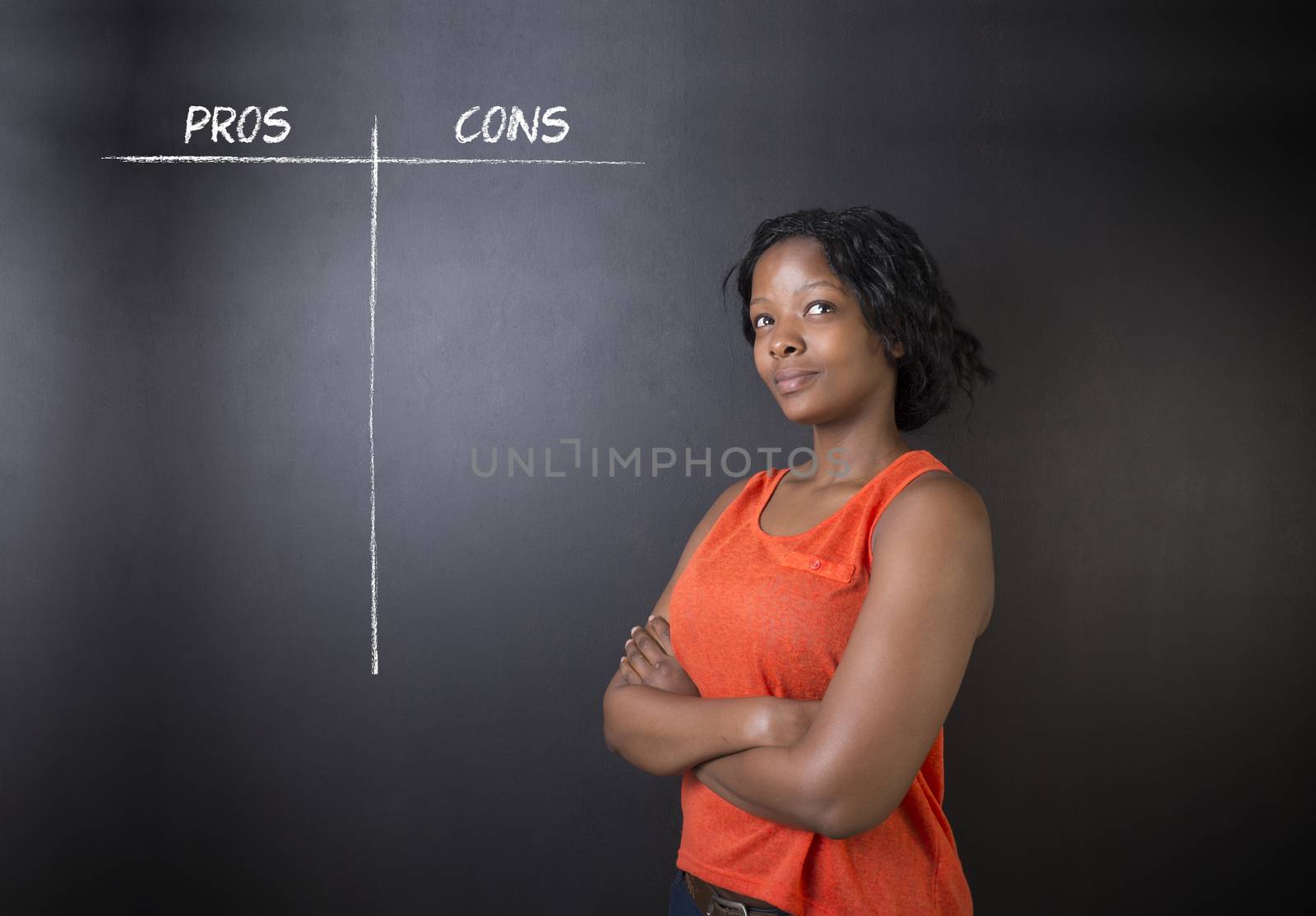 South African or African American woman teacher or student pros and cons decision list by alistaircotton