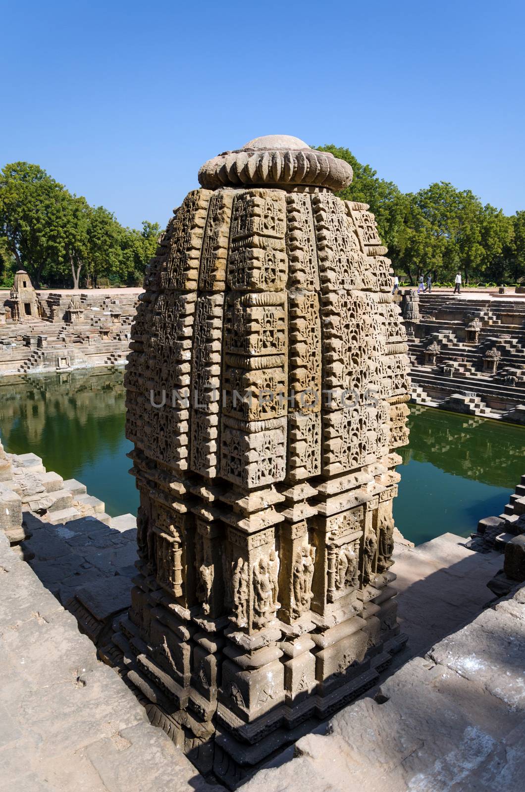 Vintage crafted designs on rocks at Sun Temple Modhera, Ahmedabad, India