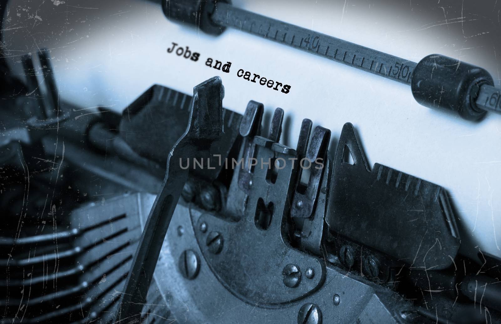Close-up of an old typewriter with paper, selective focus, Jobs and careers