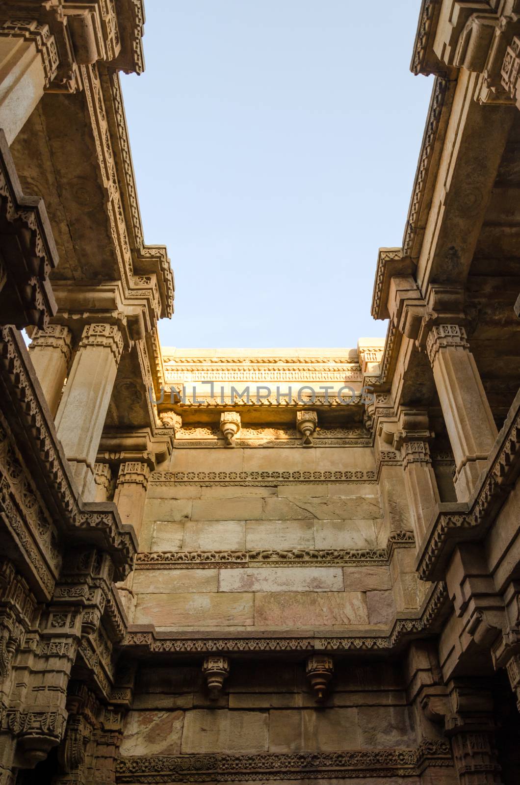 Sunlight of Adalaj Stepwell in Ahmedabad, Gujarat, India 