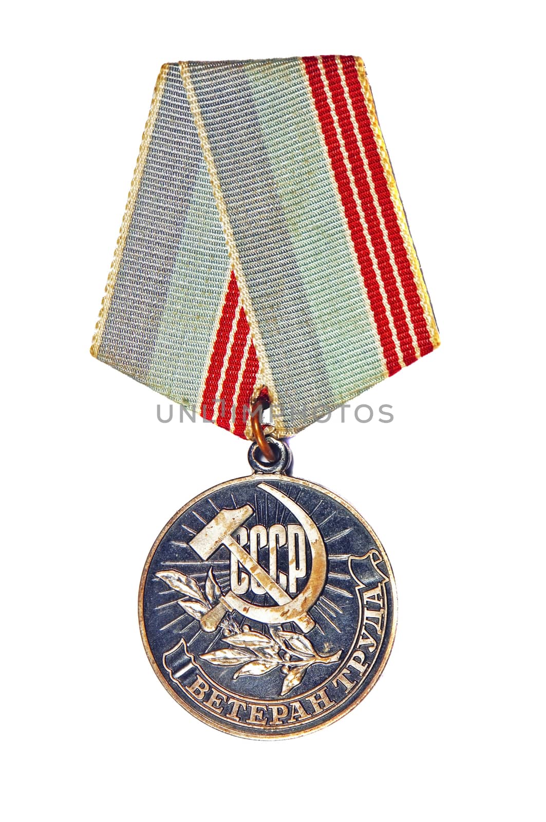 Medal "Veteran of Labour" on a white background