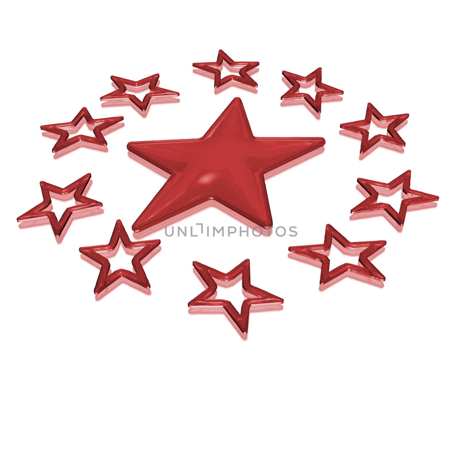 Stars. Isolated on white. Three dimensional render.