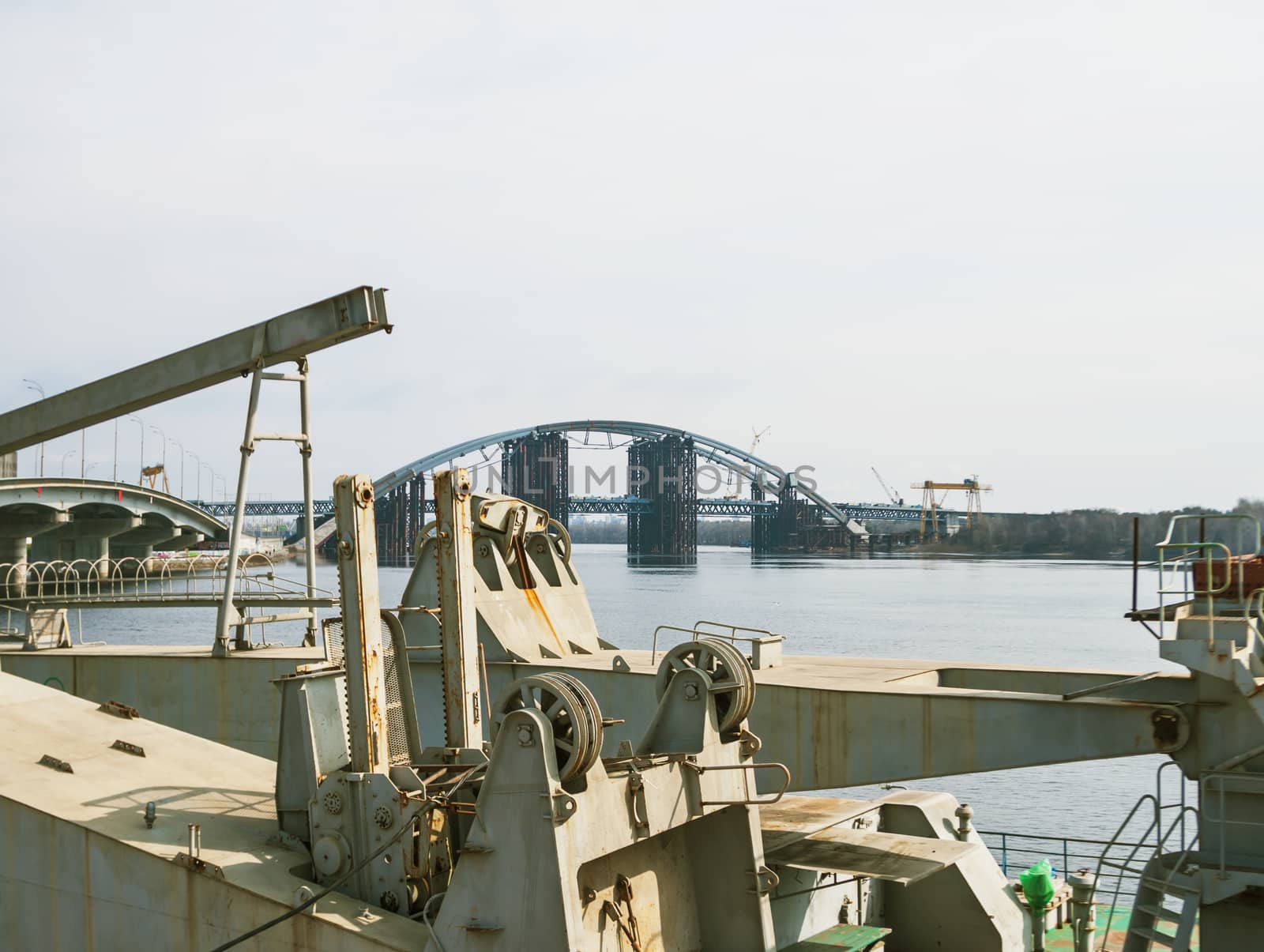 rusty bridge and ship can be used as background