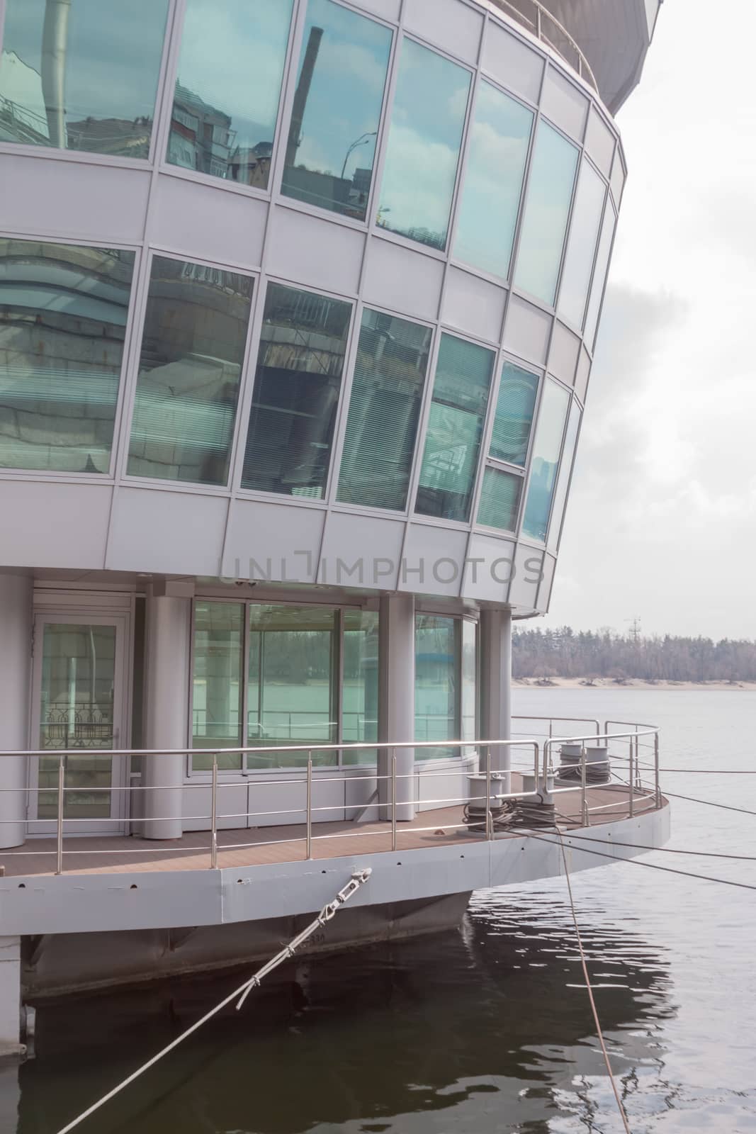 floating office building on Dnipro river in Kiev